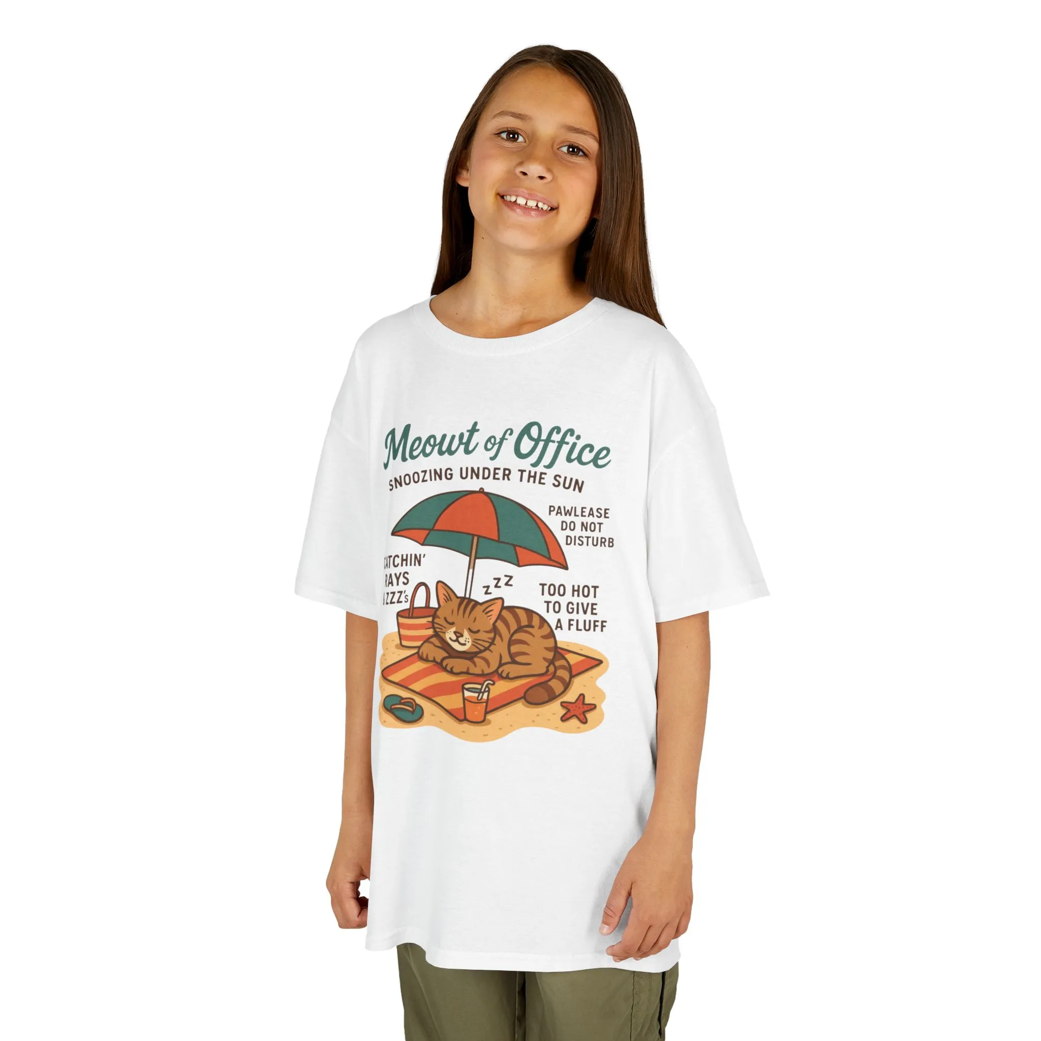 Kids Cat-Themed T-Shirt - Meowt of Office, Cute Summer Tee, Cat Lover Gift, Fun Playwear, Summer Beach Vacation Tee - Image 5