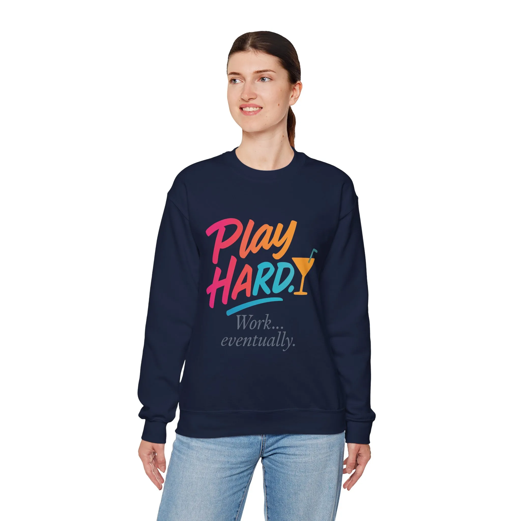 Play Hard Work Eventually Sweatshirt, Funny Cocktail Graphic Tee, Womens Party Sweatshirt, Relaxed Vacation Top, Cozy Style - Image 18