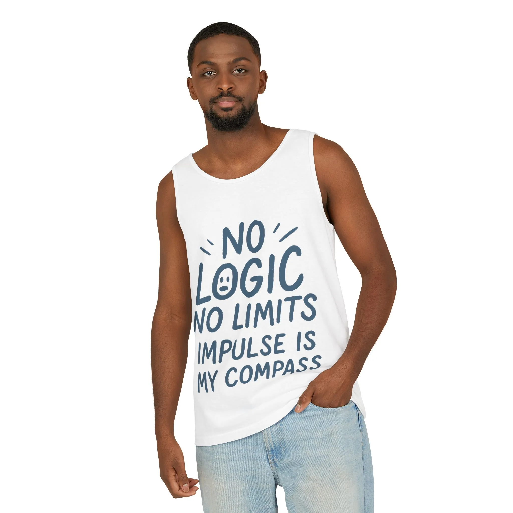 Funny Mens Tank Top, No Limits Impulse Quote, Relaxed Fit Tee, Casual Wear for Creatives, Gift for Artists Impulsive Style Shirt - Image 5