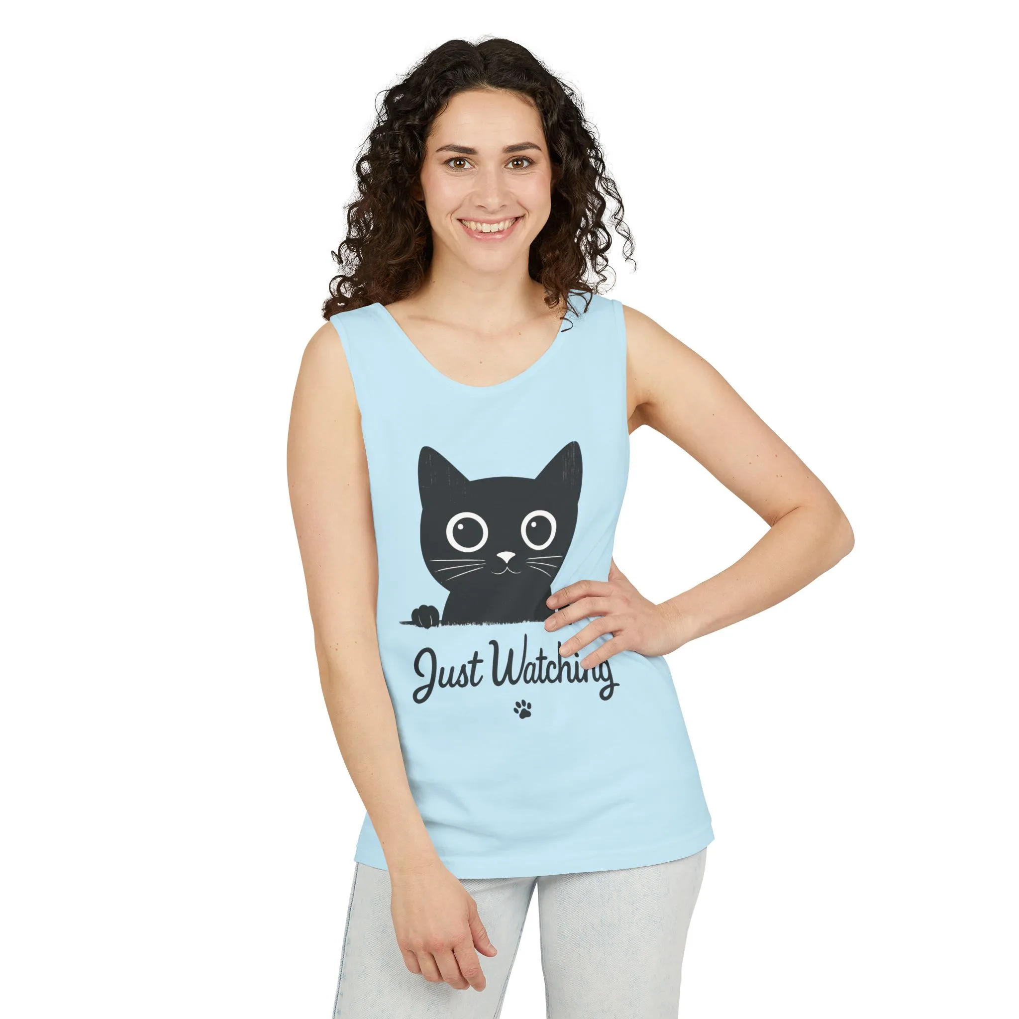 Just Watching Cat Womens Tank Top - Cute Black Kitty Sleeveless Shirt - Funny Summer Cat Lover Gift, Summer Beach Wear, Pet Themed Apparel - Image 12