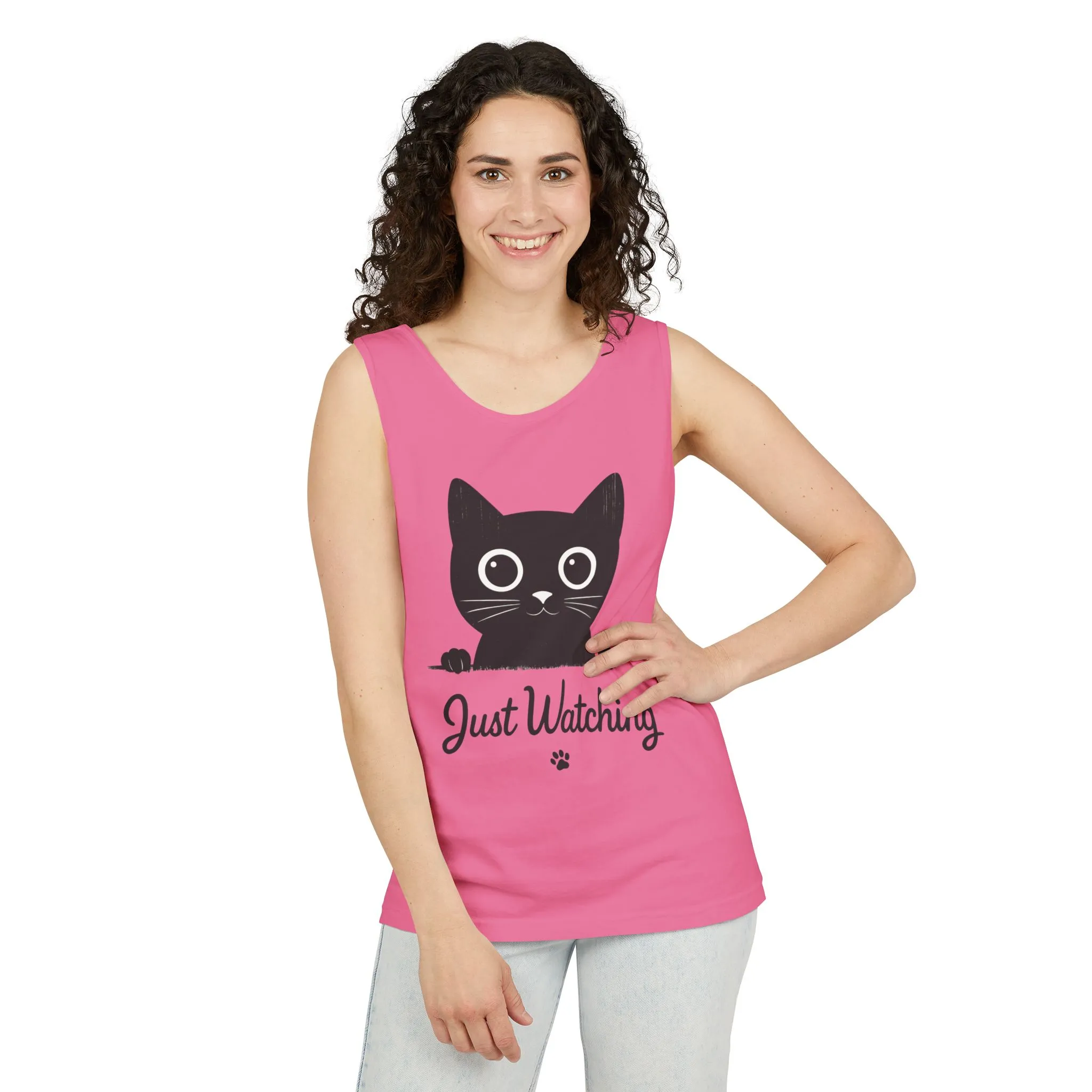 Just Watching Cat Womens Tank Top - Cute Black Kitty Sleeveless Shirt - Funny Summer Cat Lover Gift, Summer Beach Wear, Pet Themed Apparel - Image 20