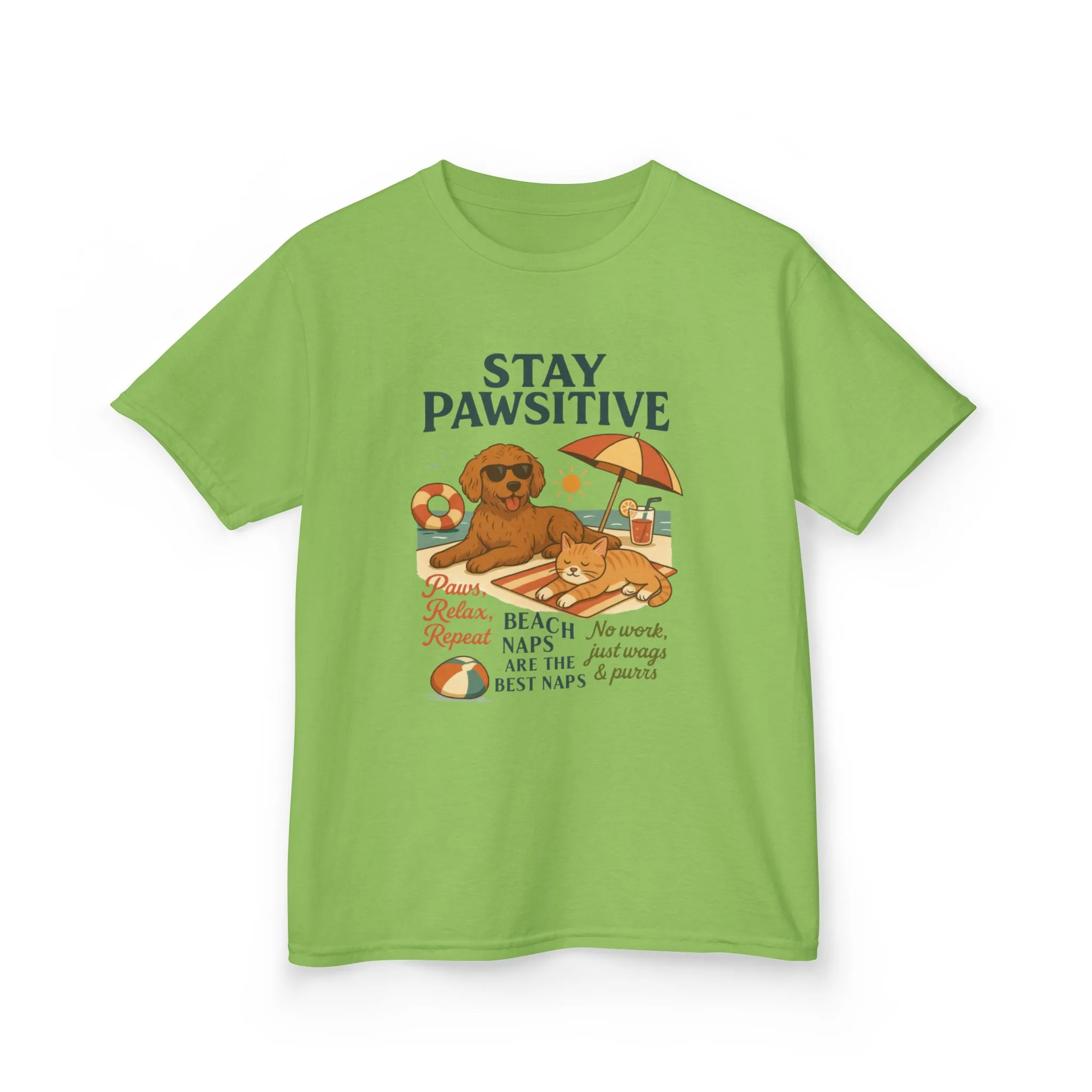 Kids Beach Vibes Tee - Stay Pawsitive, Summer Fun Shirt, Dog Lover Gift, Vacation Outfit, Beach Day Apparel - Image 13