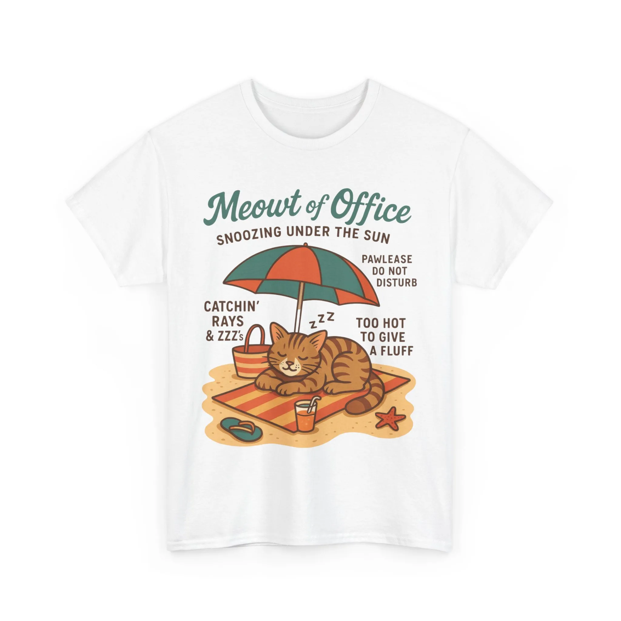 Cat Shirt, Cute Beach Cat Womens T-Shirt, Funny Summer Vacation Tee, Lazy Cat Humor Gift, Cat Lover T-Shirt, Vacation Humor Tee - Image 4