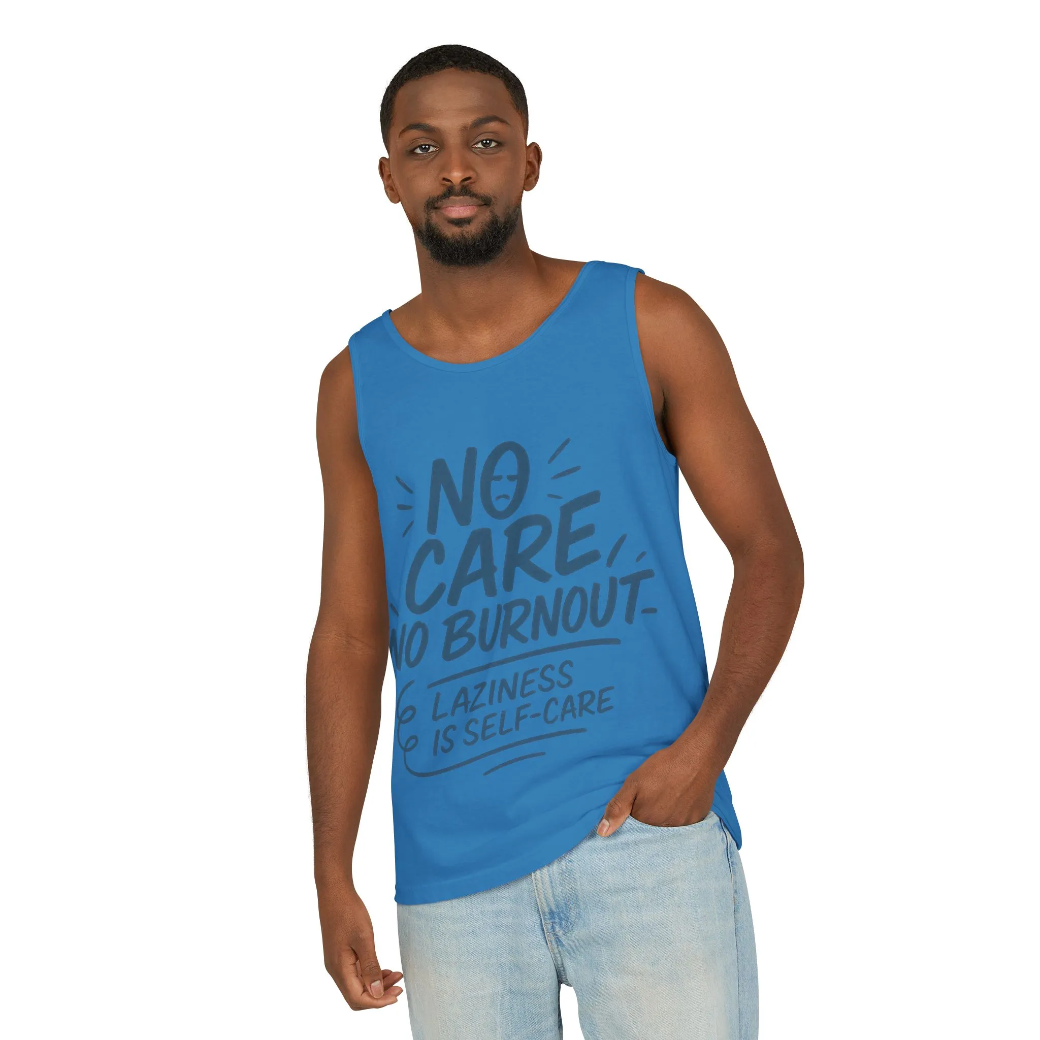 Mens Lazy Life Tank Top, No Care No Burnout Funny Quote, Workout Gym Sleeveless Shirt, Humor Gift for Him, Gift for Mental Health Awareness - Image 26