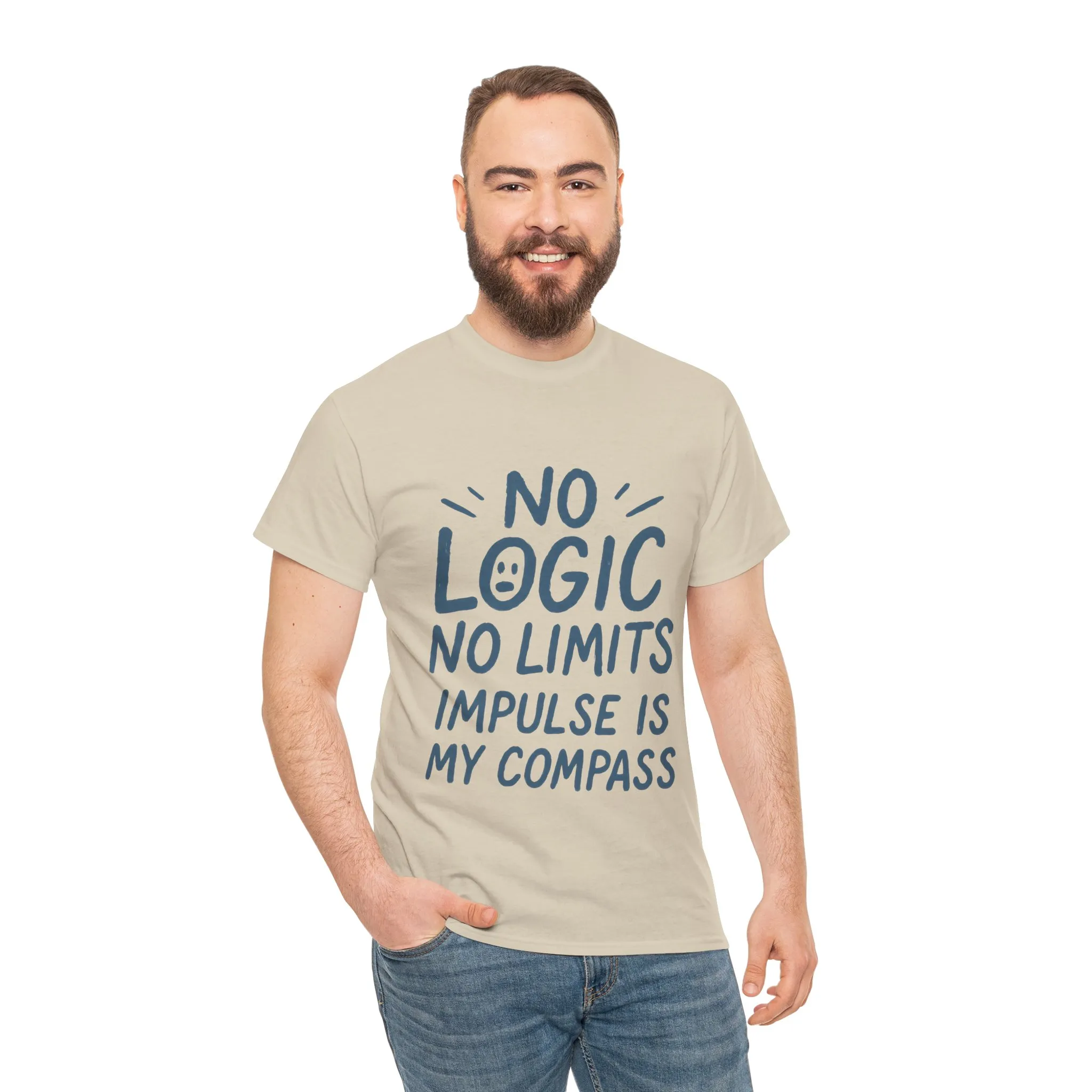 Funny No Logic Mens T-Shirt, No Limits Impulse Quote, Relaxed Fit Graphic Tee, Gift for Him, Casual Wear for Creatives, Gift for Artists - Image 10