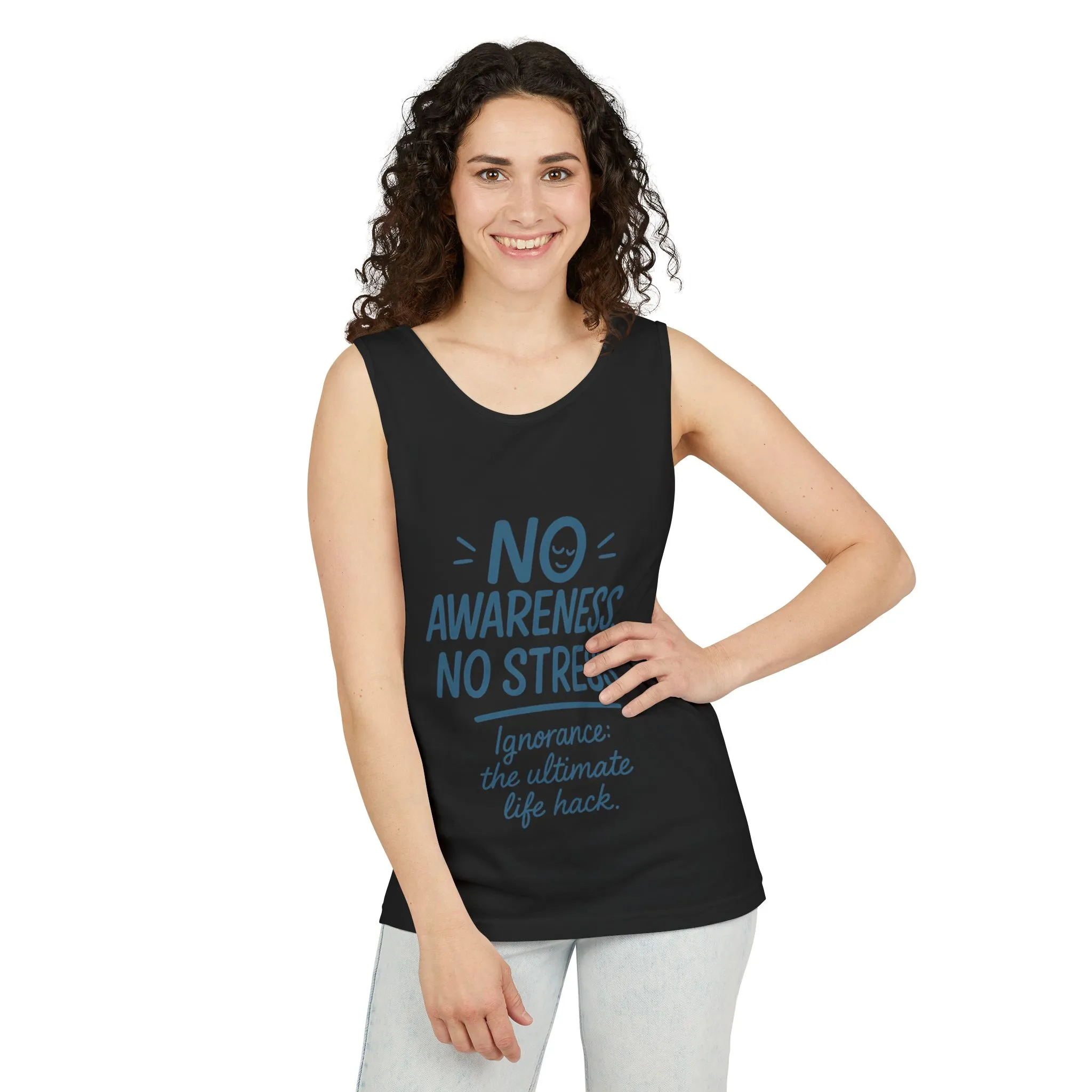 Womens No Awareness Racerback Tank Top, Funny No Stress Quote, Ignorance Life Hack, Workout Sleeveless Shirt, Motivational Shirt, Yoga - Image 18