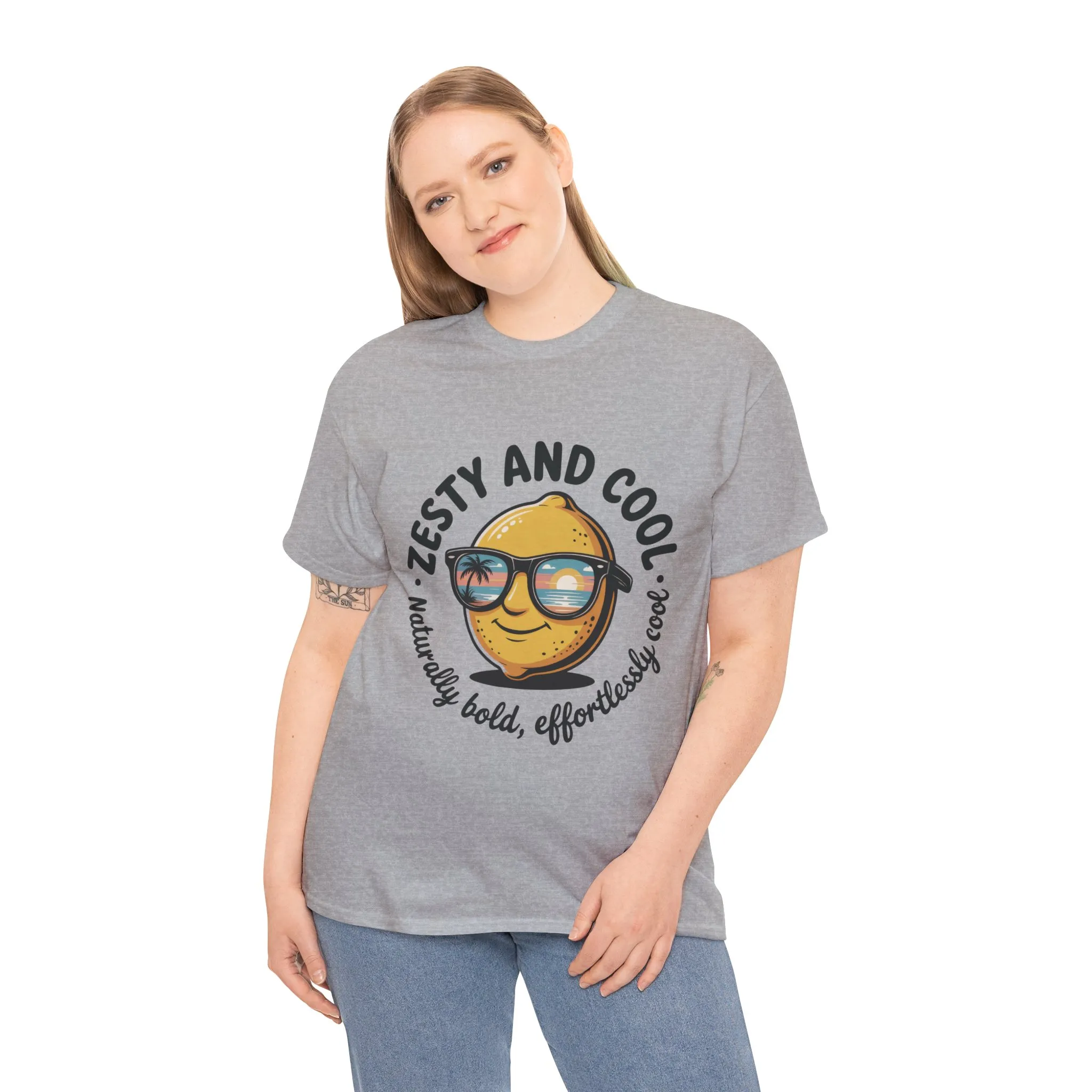 Zesty Lemon Tee, Womens Heavy Cotton T-Shirt, Funny Graphic Tee, Summer Apparel, Gift for Lemon Lovers, Casual Style, Funny Summer Tee - Image 9