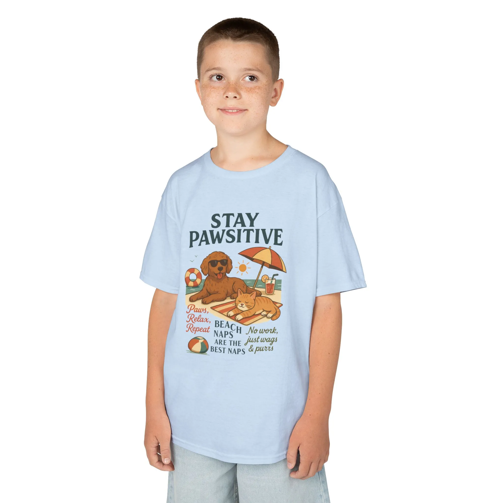 Kids Beach Vibes Tee - Stay Pawsitive, Summer Fun Shirt, Dog Lover Gift, Vacation Outfit, Beach Day Apparel - Image 21