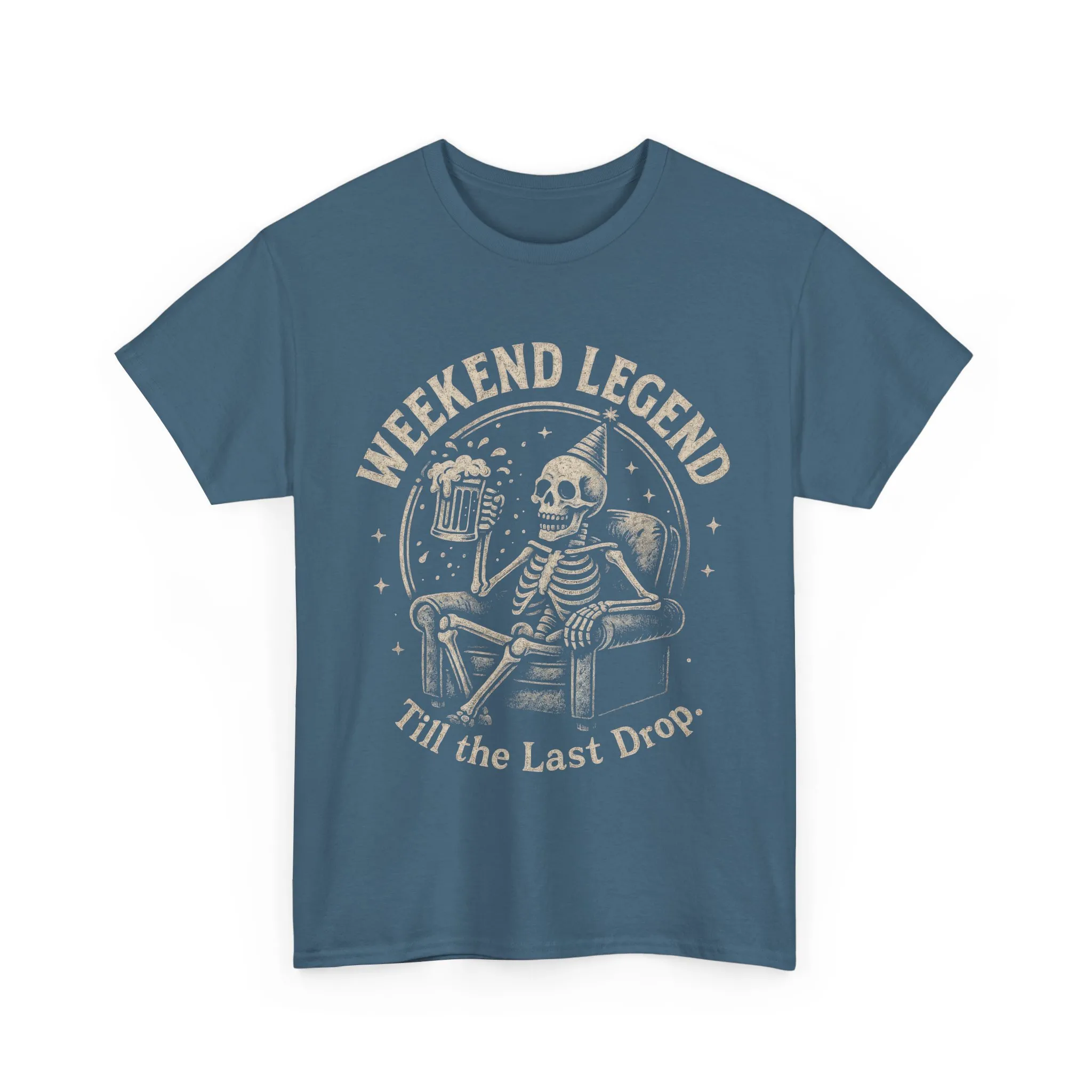 Weekend Legend Mens T-Shirt, Funny Skeleton Beer Tee, Till the Last Drop Party Shirt, Vintage Style Graphic Tee for Him, Halloween Apparel - Image 13