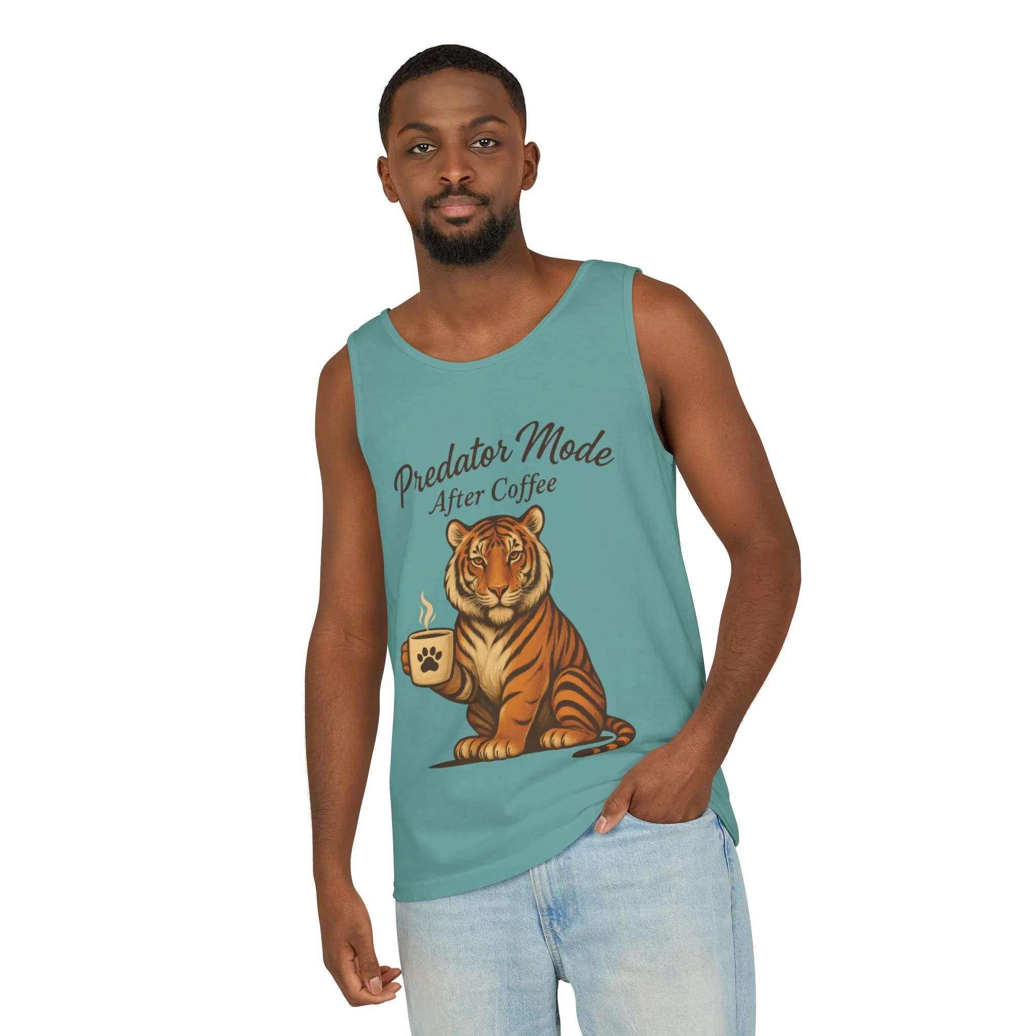 Predator Mode After Coffee Tank Top - Funny Coffee Lover Mens Muscle Tank - Tiger Caffeine Gym Shirt - Morning Motivation Top - Image 16