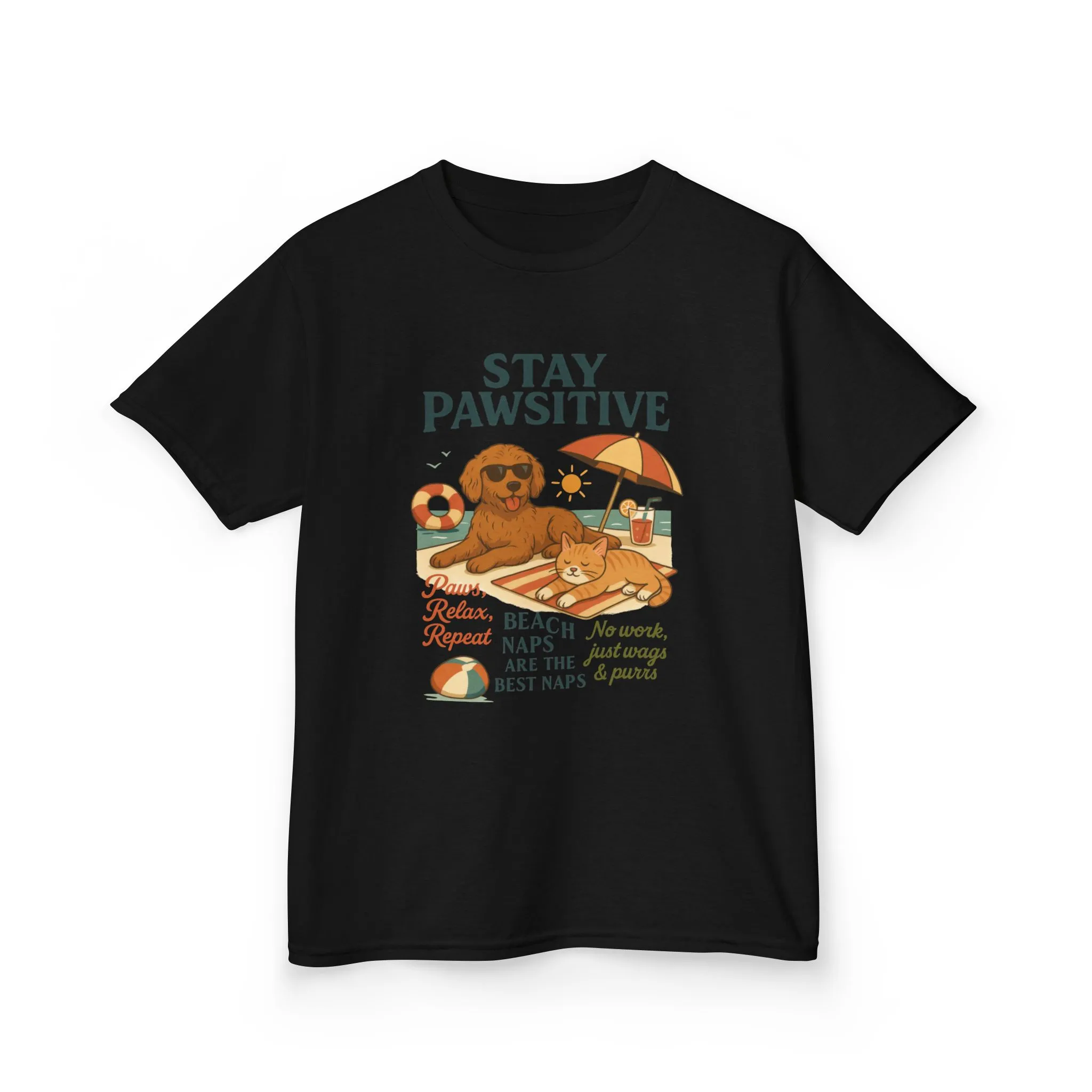 Kids Beach Vibes Tee - Stay Pawsitive, Summer Fun Shirt, Dog Lover Gift, Vacation Outfit, Beach Day Apparel - Image 7