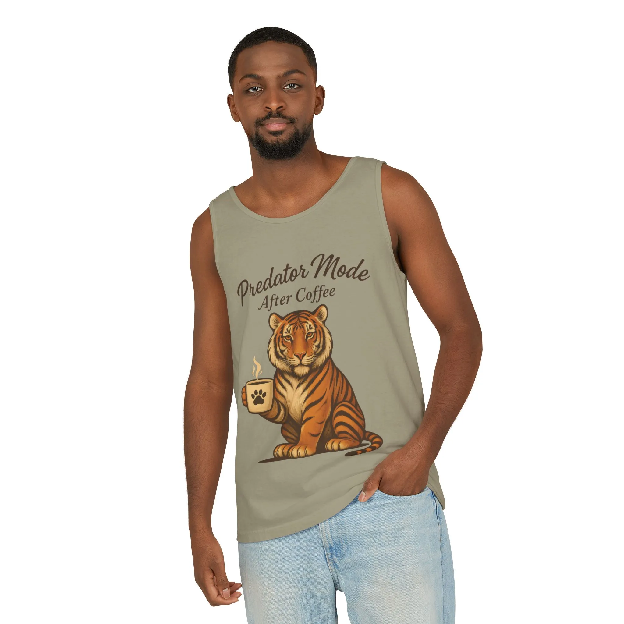 Predator Mode After Coffee Tank Top - Funny Coffee Lover Mens Muscle Tank - Tiger Caffeine Gym Shirt - Morning Motivation Top - Image 6