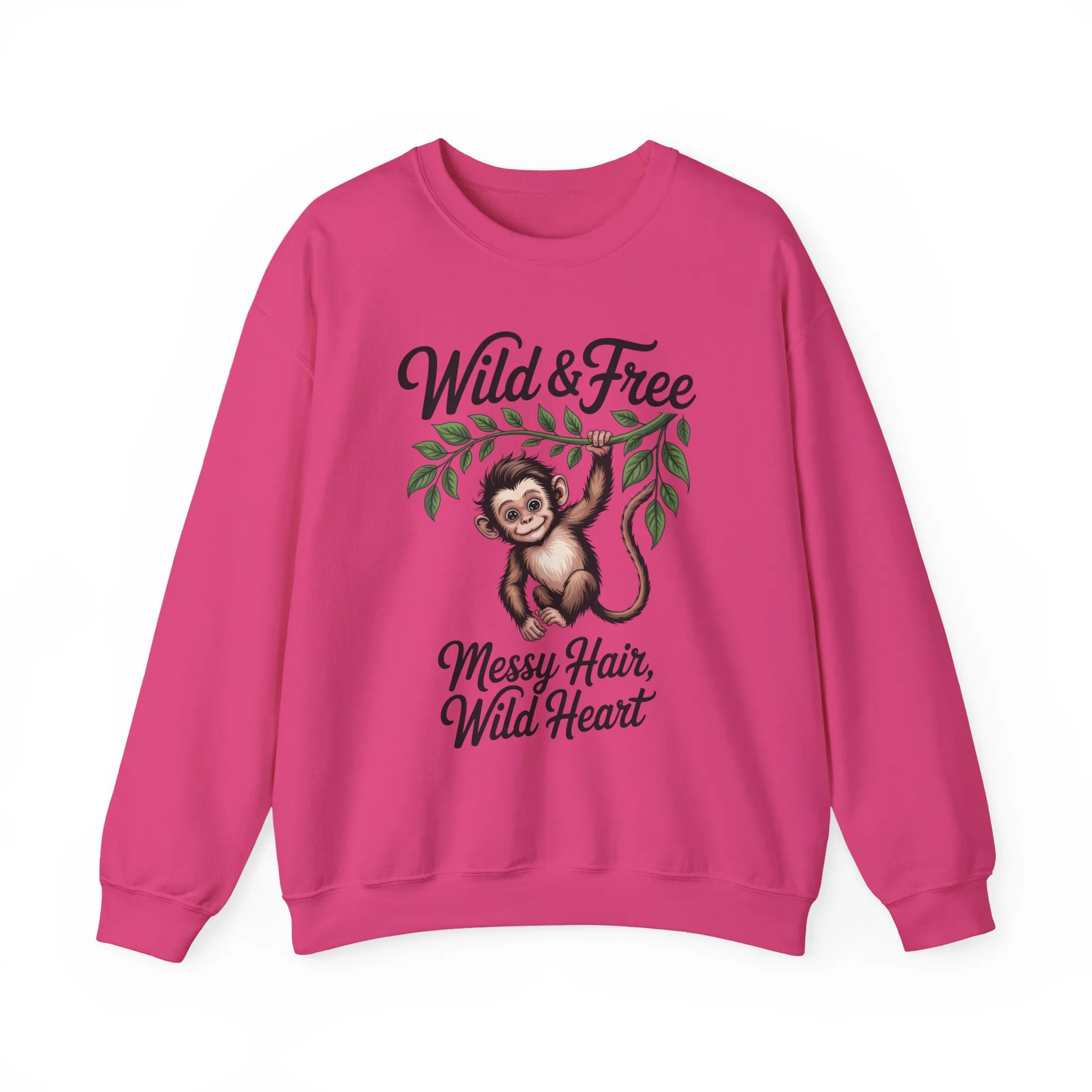 Wild & Free Monkey Sweatshirt, Messy Hair Wild Heart Womens Pullover, Cute Jungle Animal Sweater, Boho Adventure Graphic, Nature Lover Gift - Image 22