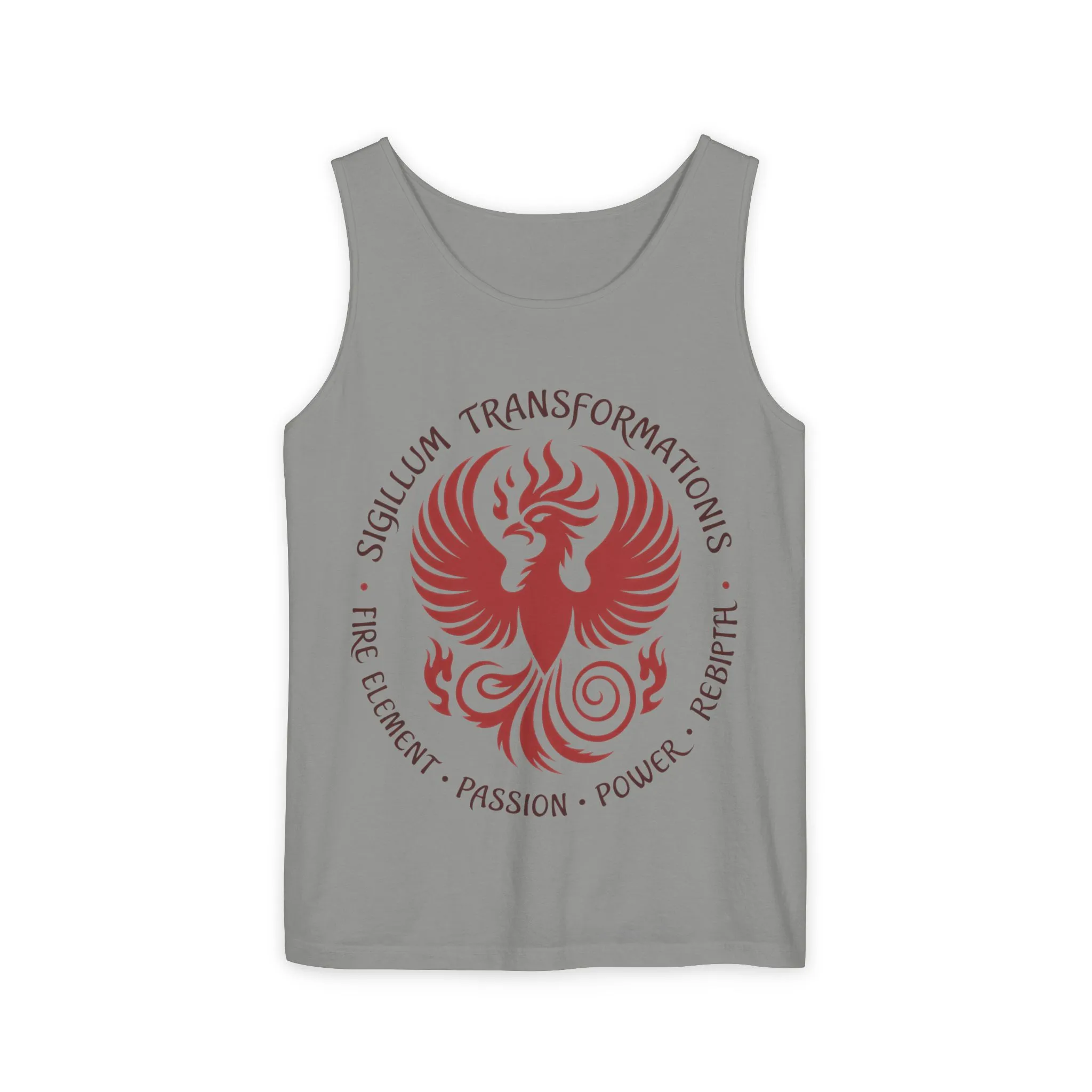 Phoenix Fire Element Tank Top, Sigillum Transformationis Seal, Passion Power Rebirth Totem, Phoenix Symbol Unisex Tank, Spiritual Tee