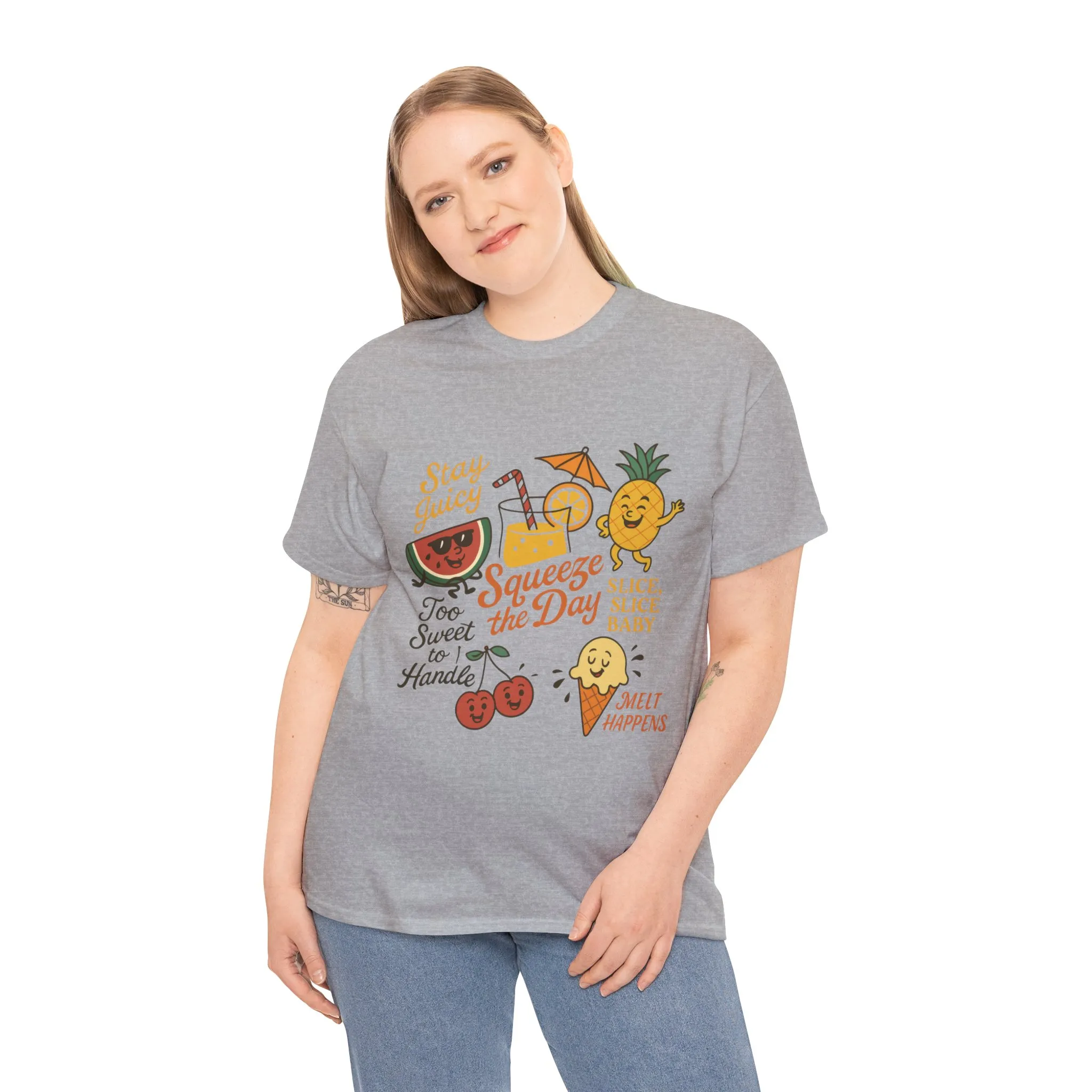 Cute Fruit Pun T-Shirt for Women, Summer Graphic Tee, Kawaii Watermelon Pineapple Ice Cream Design, Squeeze the Day Shirt, Stay Juicy Top - Image 12