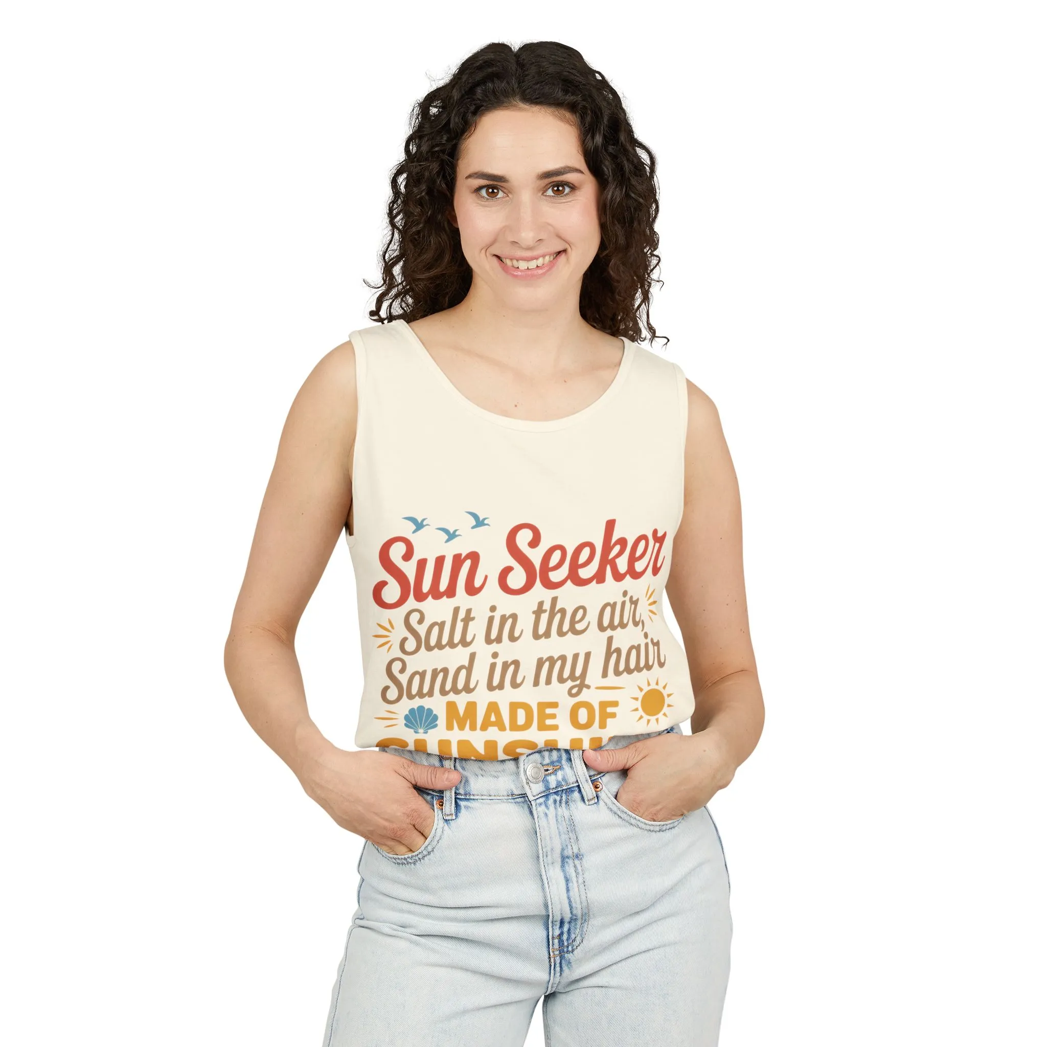 Sun Seeker Summer Quote Tank Top, Made of Sunshine Beach Vibes Tee, Ocean Breeze Please Tank Top for Women, Salt in the Air Sand Top - Image 5