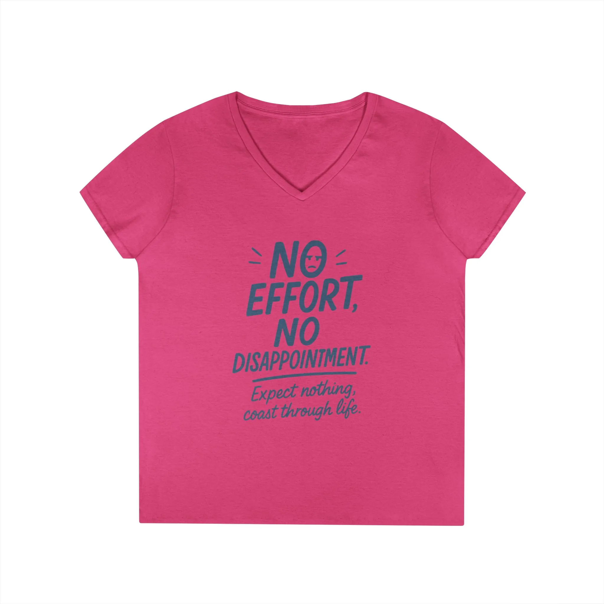 Funny No Effort Womens V-Neck T-Shirt, No Disappointment Lazy Life Quote Shirt, Cute Graphic Tee for Her, Life Philosophy Shirt - Image 11