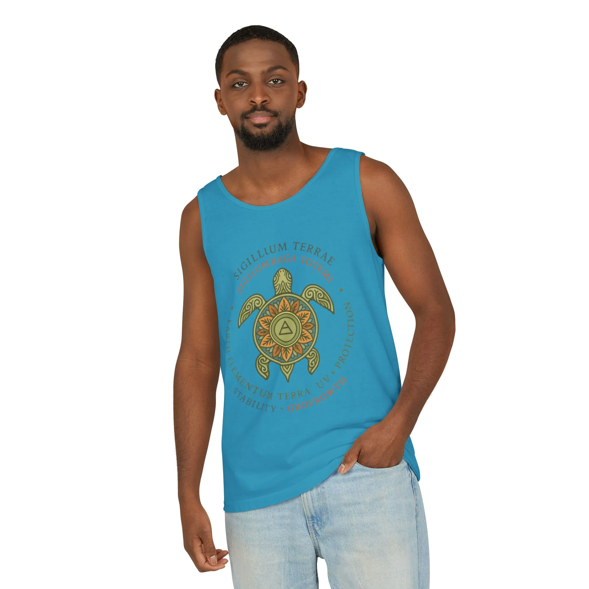 Earth Totem Turtle Womens Tank, Sigillum Terrae Symbol, Elemental Growth Tee, Nature-Inspired Tank Top with Protective Symbol, Beachwear - Image 12