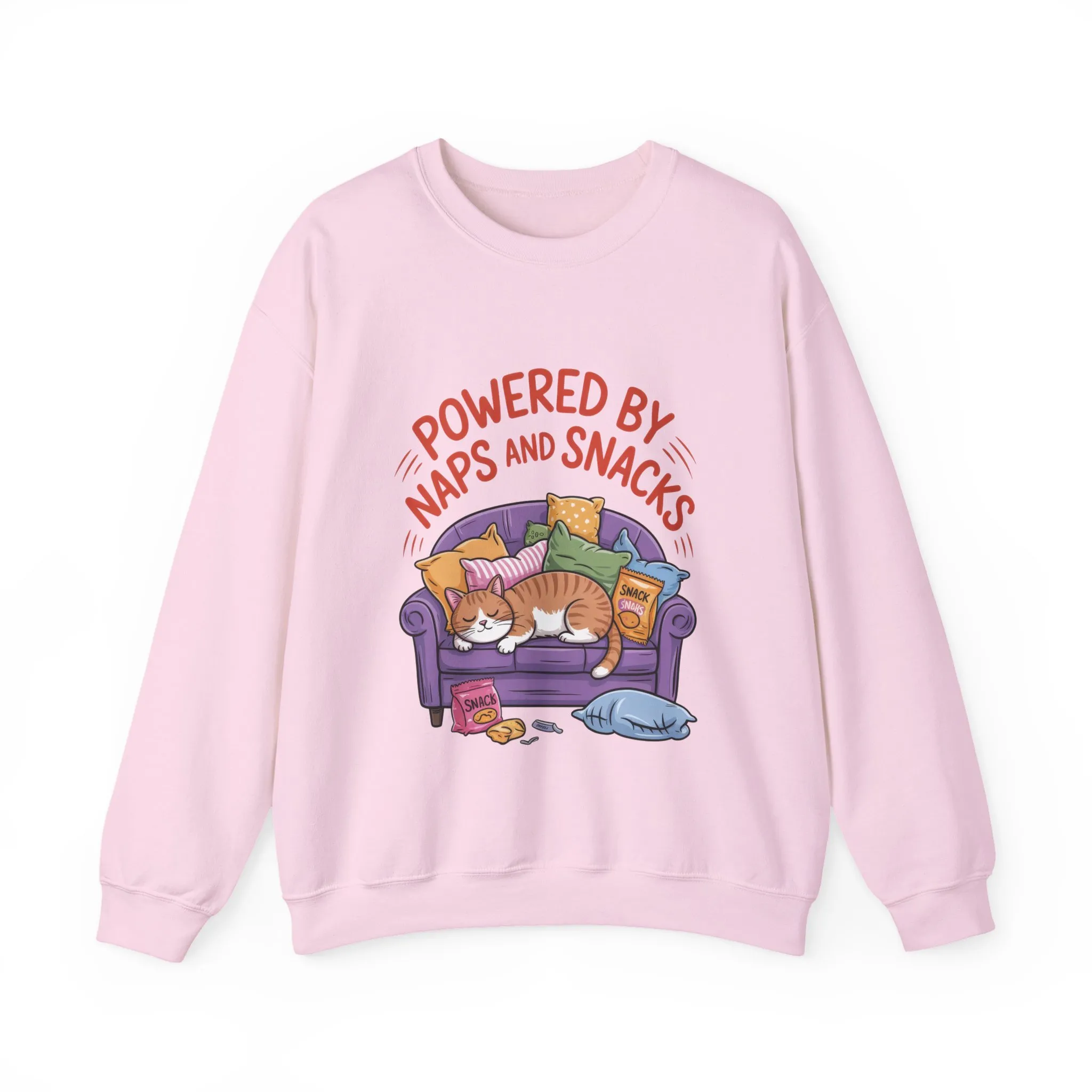 Powered by Naps and Snacks Sweatshirt, Cozy Lounge Crewneck, Gifts for Cat Lovers, Funny Cat Sweatshirt, Casual Everyday Wear - Image 25