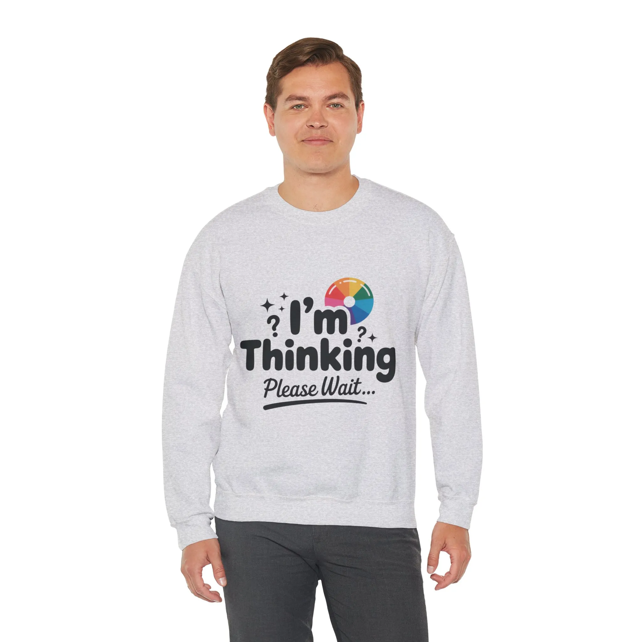 Funny - Im Thinking Please Wait - Mens Sweatshirt, Cute Geeky Gift for Introverts, Programmers, Designers, Humor Crewneck, Gift for Adults - Image 5