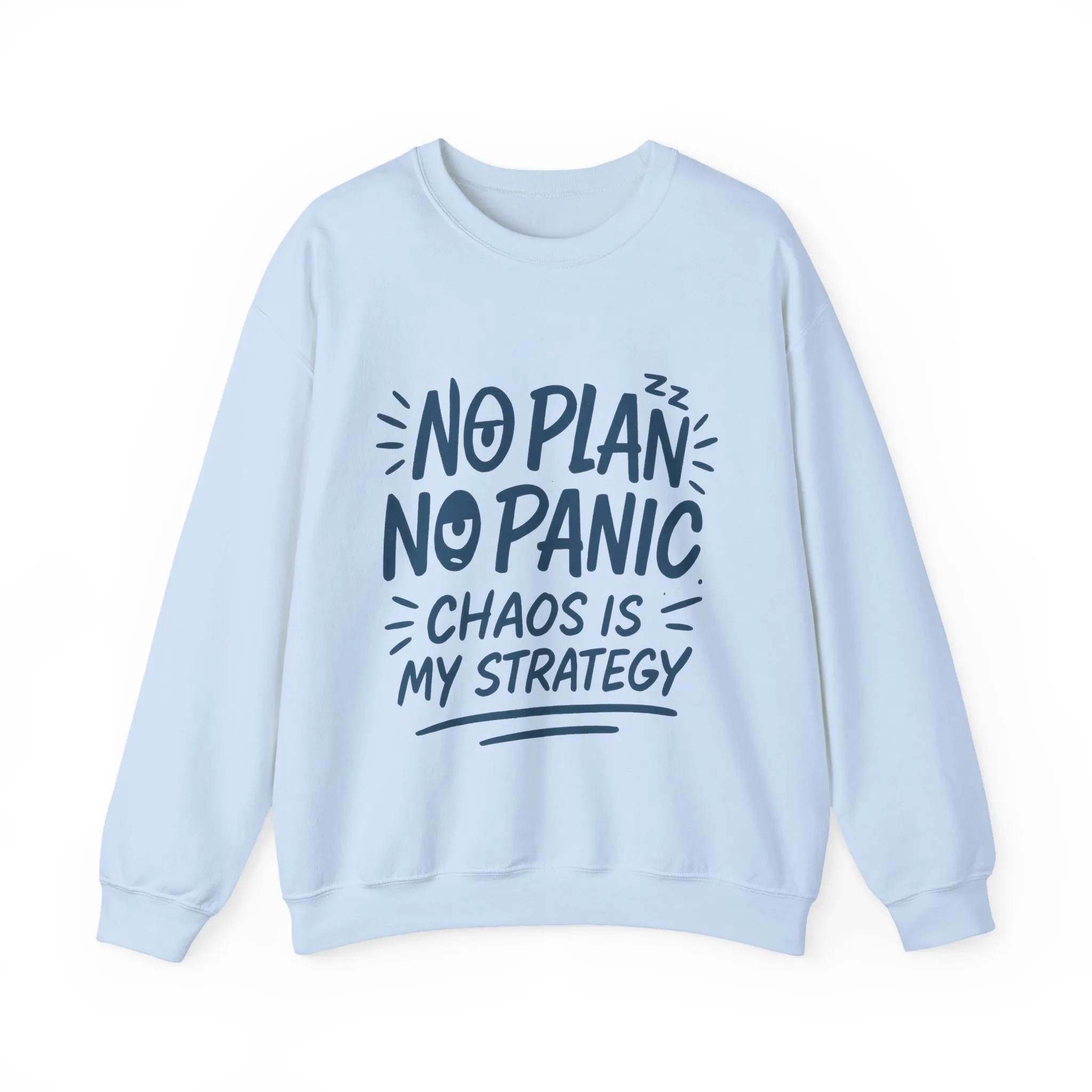Funny Chaos Strategy Mens Sweatshirt, No Plan No Panic Quote, Cozy Relaxed Fit Pullover, Humorous Gift for Him, Unisex Style - Image 19