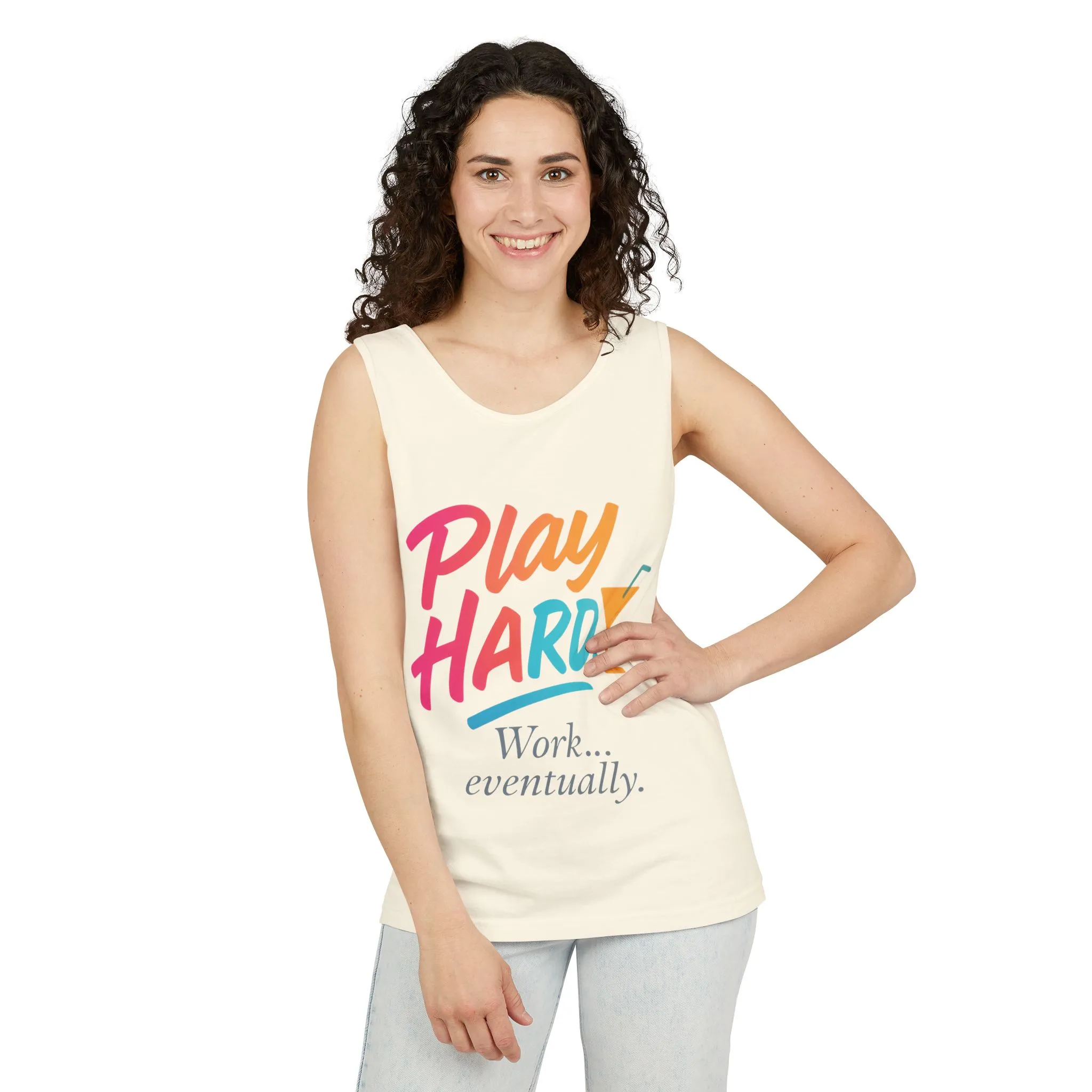 Play Hard Work Eventually Tank Top - Casual Summer Apparel, Womens Beachwear, Resort Wear, Gift for Friends, Vacation Essential - Image 4