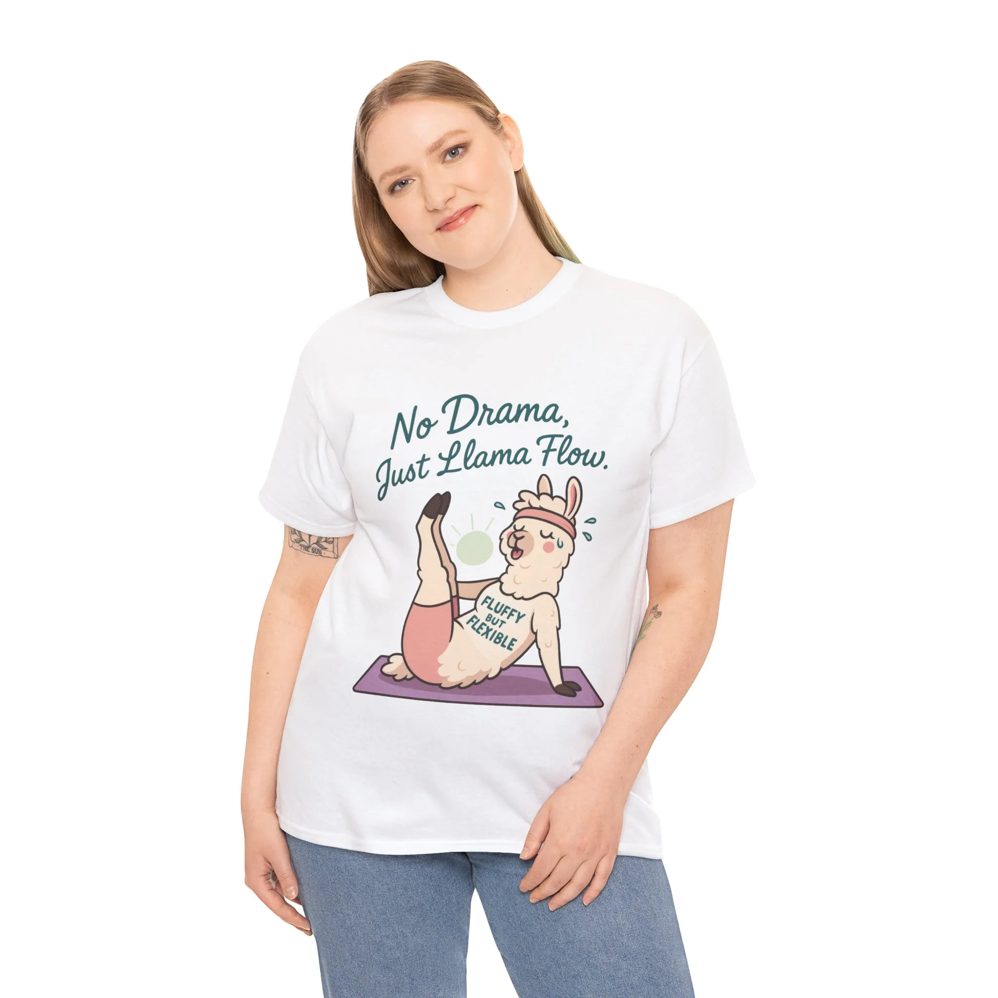 No Drama Llama Yoga Tee, Funny Yoga Llama T-Shirt for Women, Gift for Yoga Lovers, Fun Yoga T-Shirt for Animal Lovers, Humor Shirt - Image 6