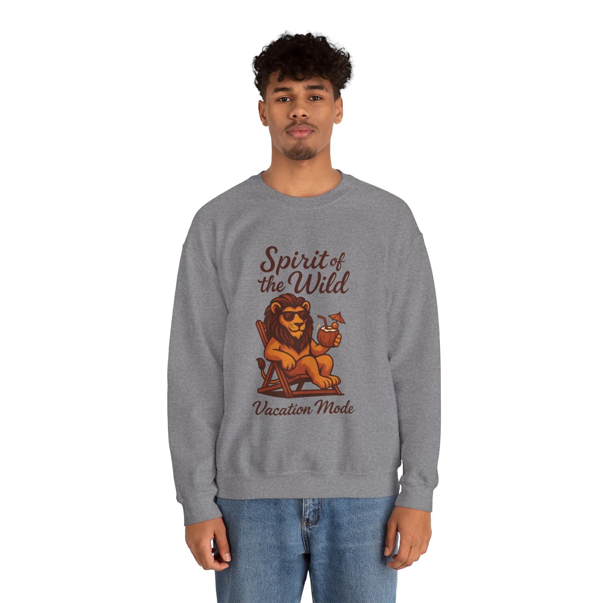 Spirit of the Wild Lion Mens Sweatshirt - Vacation Mode Funny Relaxed Jungle King Pullover, Fun Gift for Travelers - Image 15