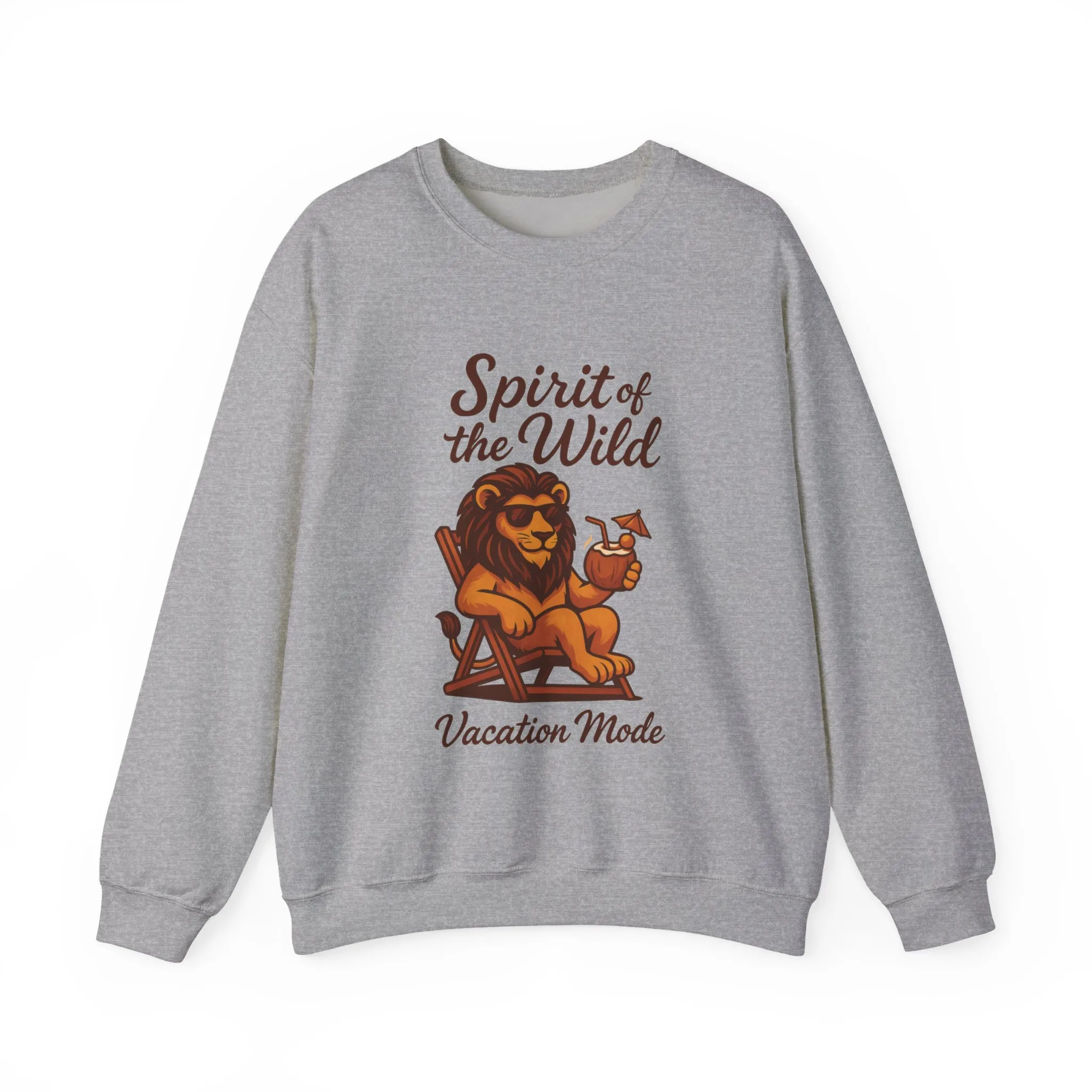 Spirit of the Wild Lion Mens Sweatshirt - Vacation Mode Funny Relaxed Jungle King Pullover, Fun Gift for Travelers - Image 7