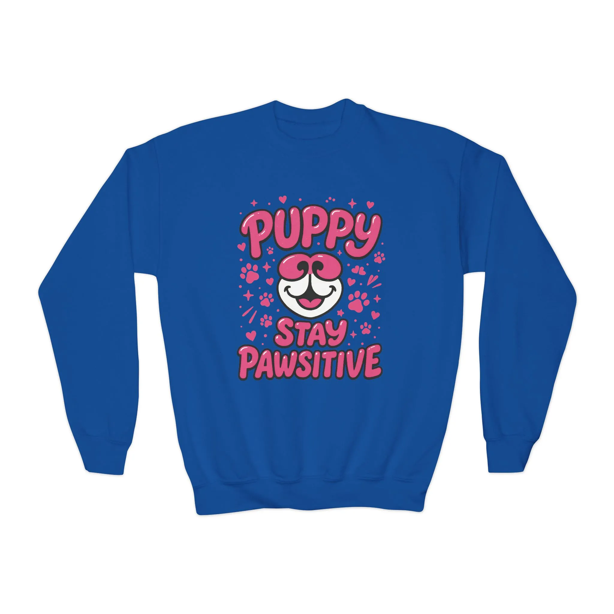 Youth Puppy Crewneck Sweatshirt - Stay Pawsitive Design, Cute Pet Apparel, Kids Sweatshirt, Animal Lover Gift, Cozy Winter Wear, Kids Gift - Image 11