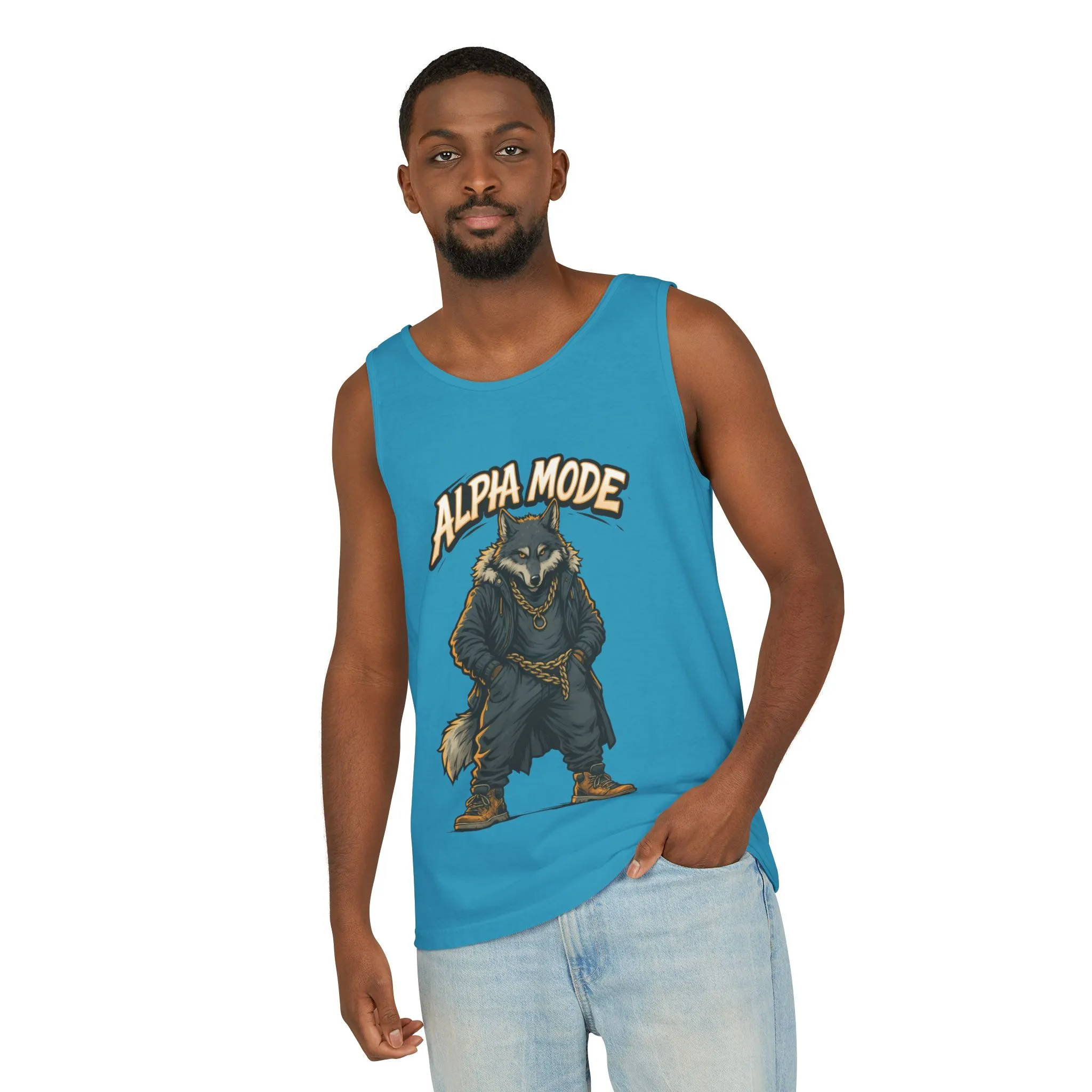 Alpha Mode Wolf Tank Top, Mens Hip Hop Gym Tank, Cool Streetwear Muscle Tank, Savage Wolf Graphic Top, Alpha Male Workout Shirt, Beachwear - Image 18