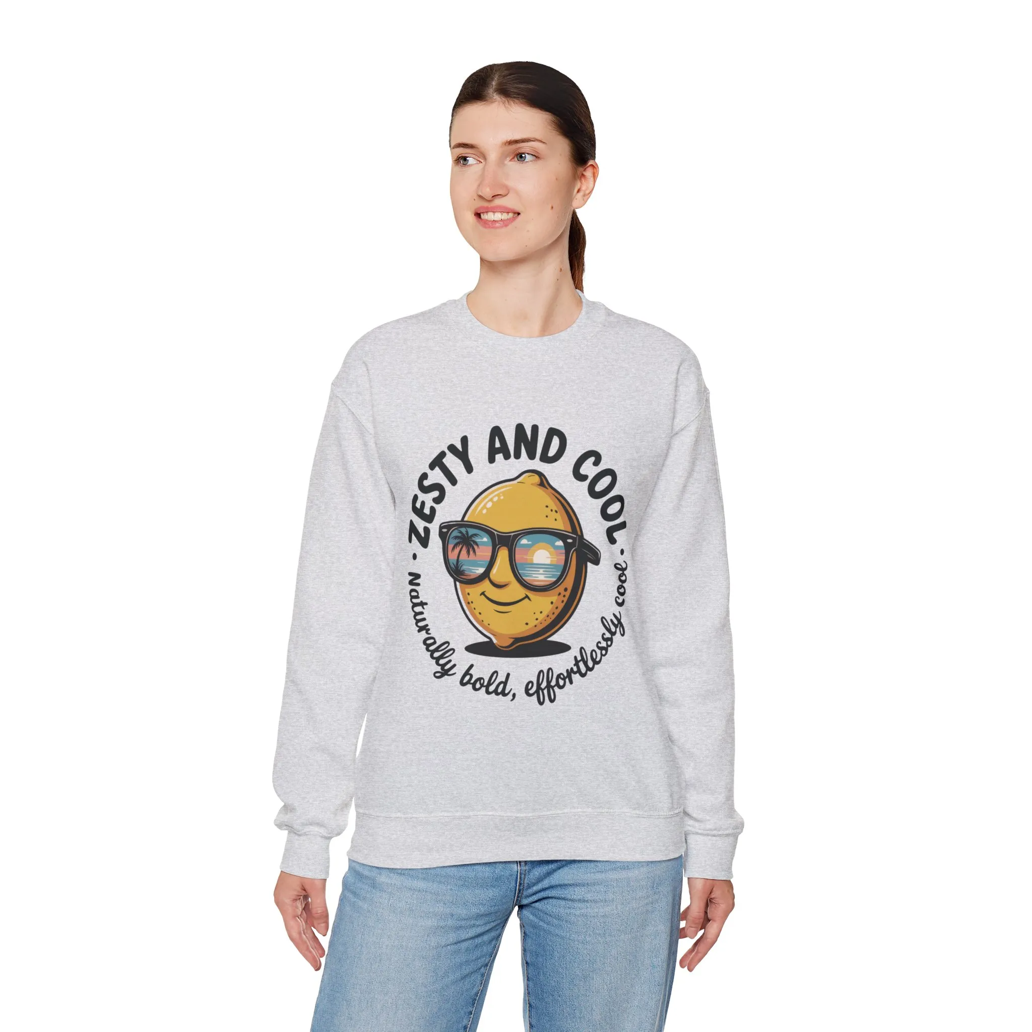 Zesty and Cool Crewneck Sweatshirt, Womens Lemon Sweatshirt for Casual Wear, Trendy Gift, Summer Vibes, Comfortable Apparel - Image 9