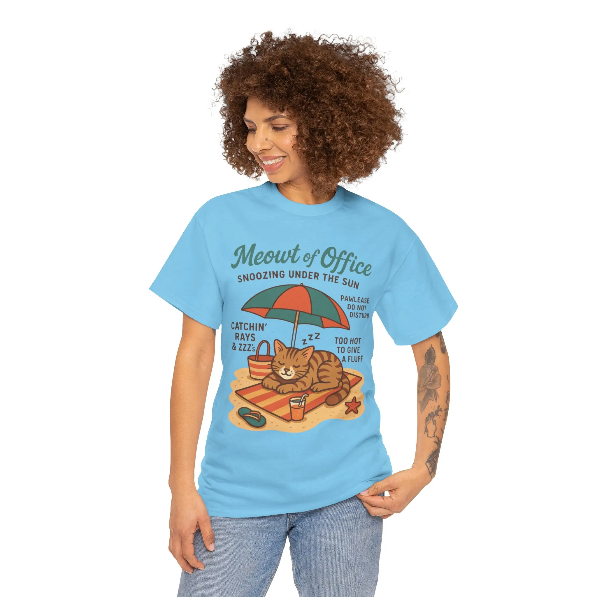 Cat Shirt, Cute Beach Cat Womens T-Shirt, Funny Summer Vacation Tee, Lazy Cat Humor Gift, Cat Lover T-Shirt, Vacation Humor Tee - Image 20