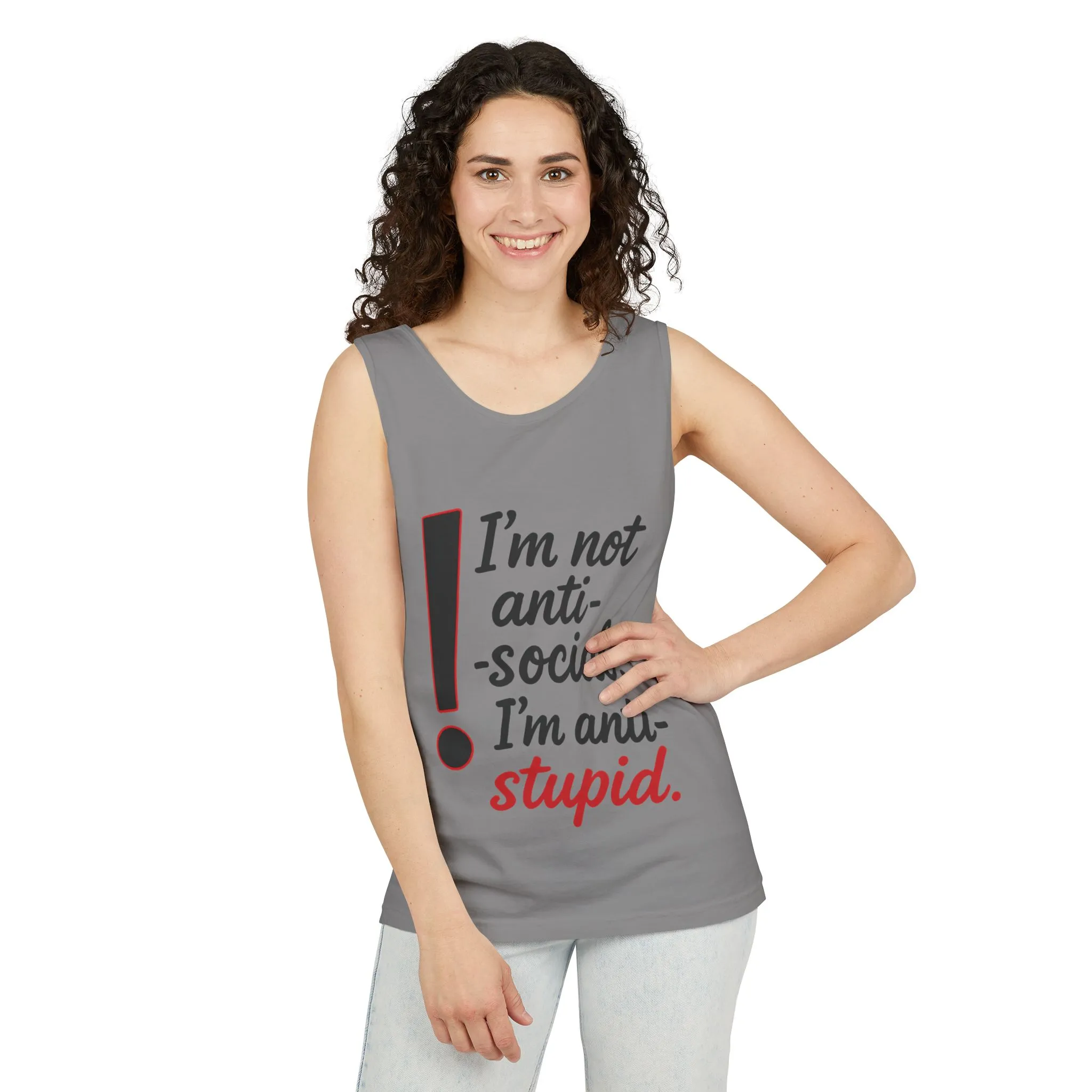Anti-Social Womens Tank Top, Funny Graphic Summer Apparel, Beachwear, Humorous Womens Tee, Graphic Tee for Introverts & Thinkers - Image 3