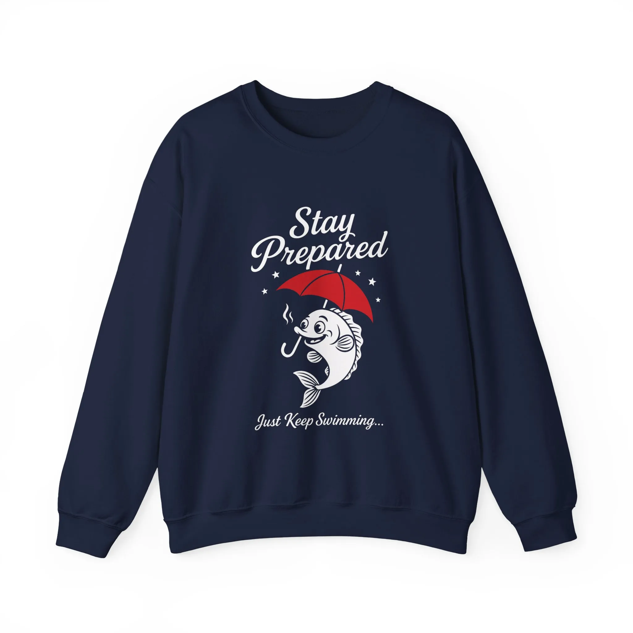 Funny Fish Womens Crewneck Sweatshirt - Stay Prepared Just Keep Swimming Nautical Pullover - Cozy Positive Gift, Fishing Humor - Image 16