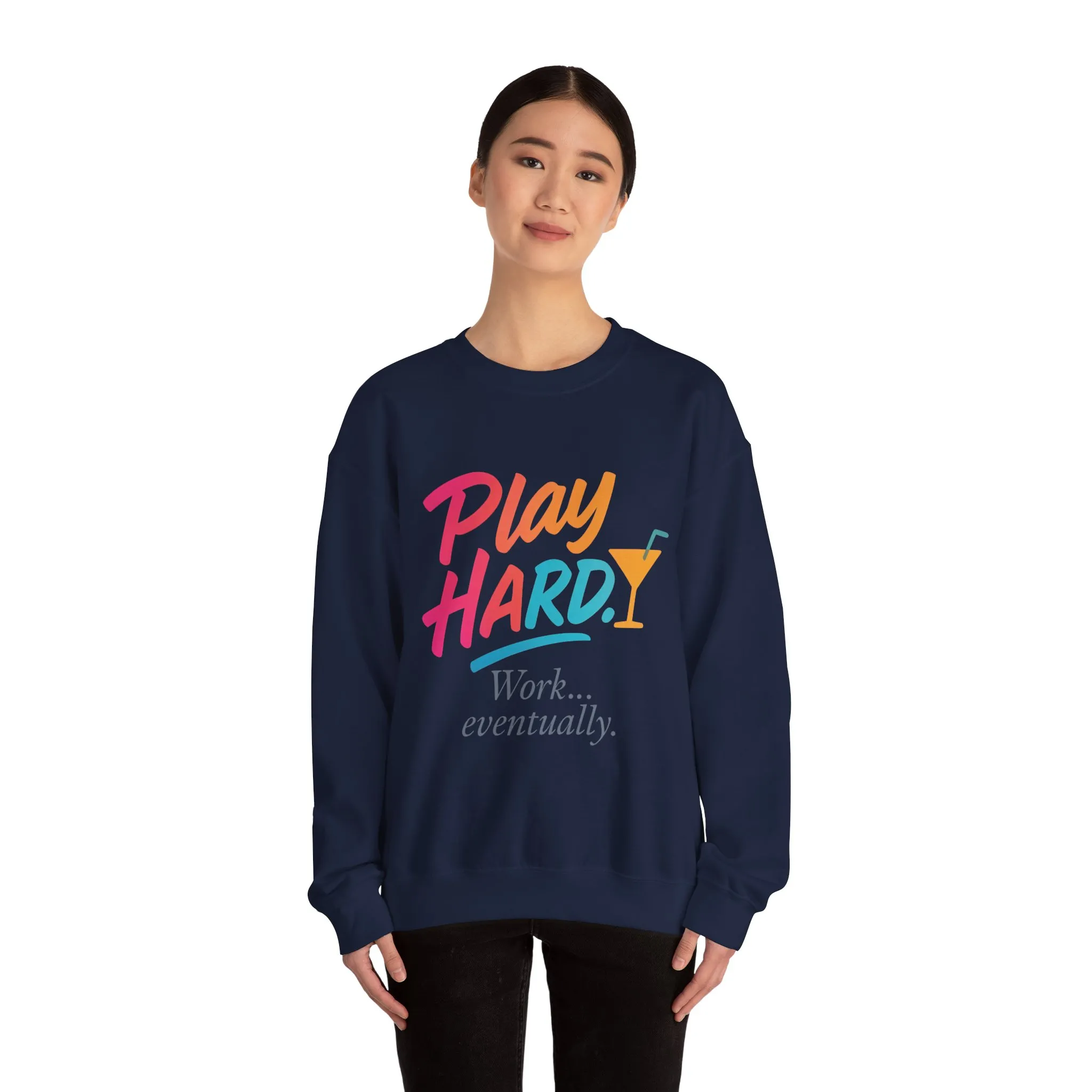 Play Hard Work Eventually Sweatshirt, Funny Cocktail Graphic Tee, Womens Party Sweatshirt, Relaxed Vacation Top, Cozy Style - Image 17