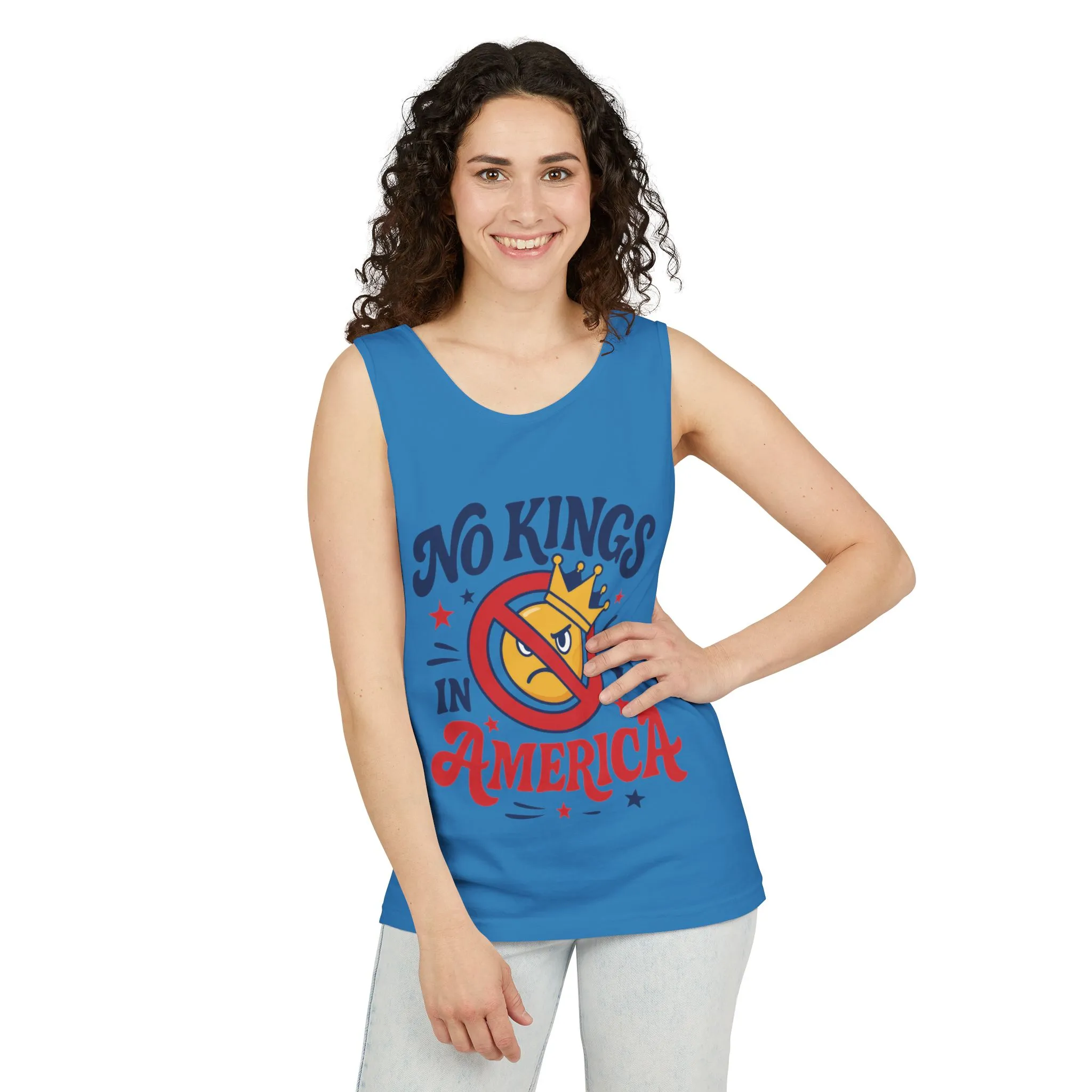 No Kings in America Tank Top - Funny Patriotic Anti Monarchy Sleeveless Shirt - USA Freedom Top, Unisex Summer Apparel, USA Independence Day - Image 23