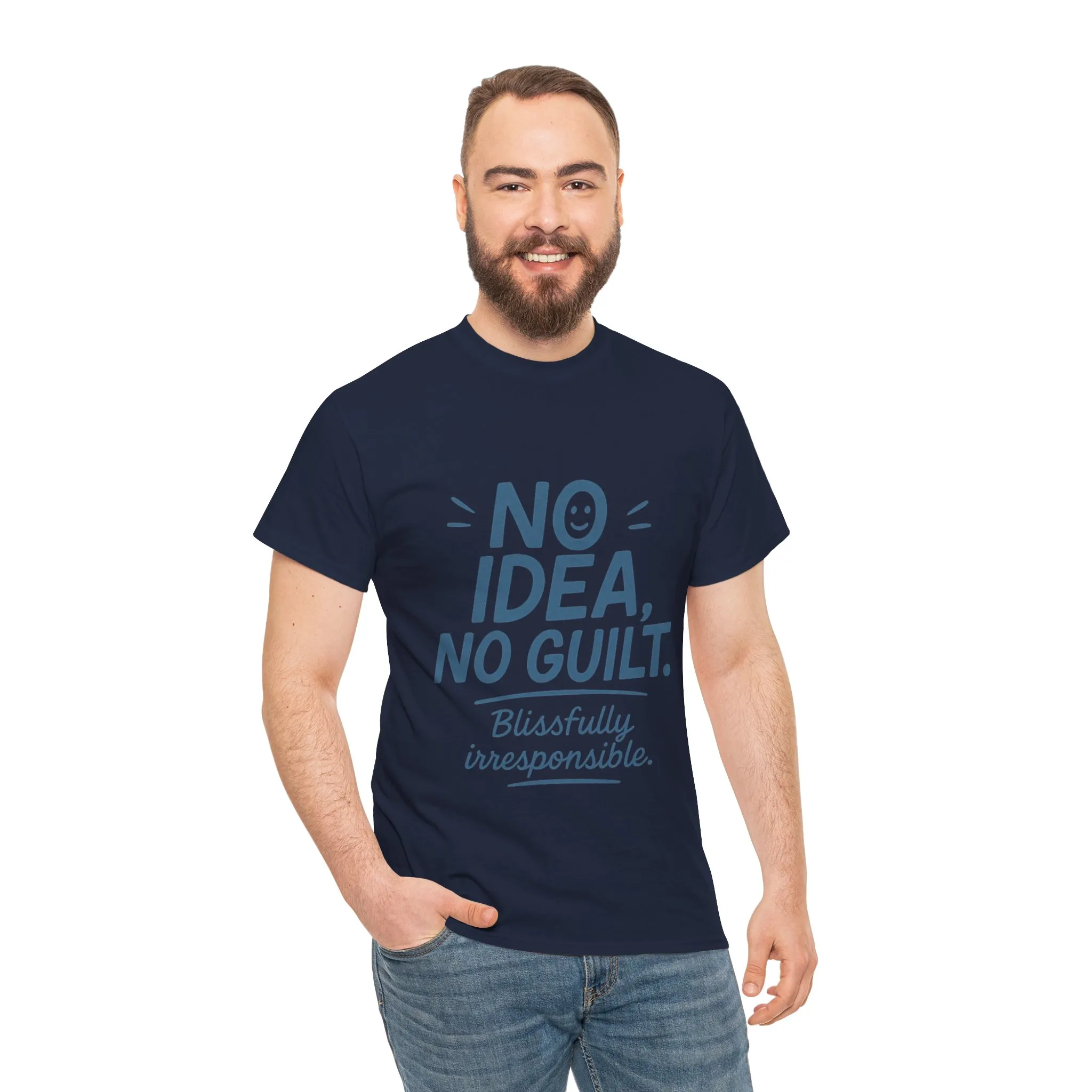 Funny No Idea Mens T-Shirt, No Guilt Blissfully Irresponsible Quote, Casual Relaxed Fit Tee, Humor Gift for Him, Humorous T-Shirt - Image 18