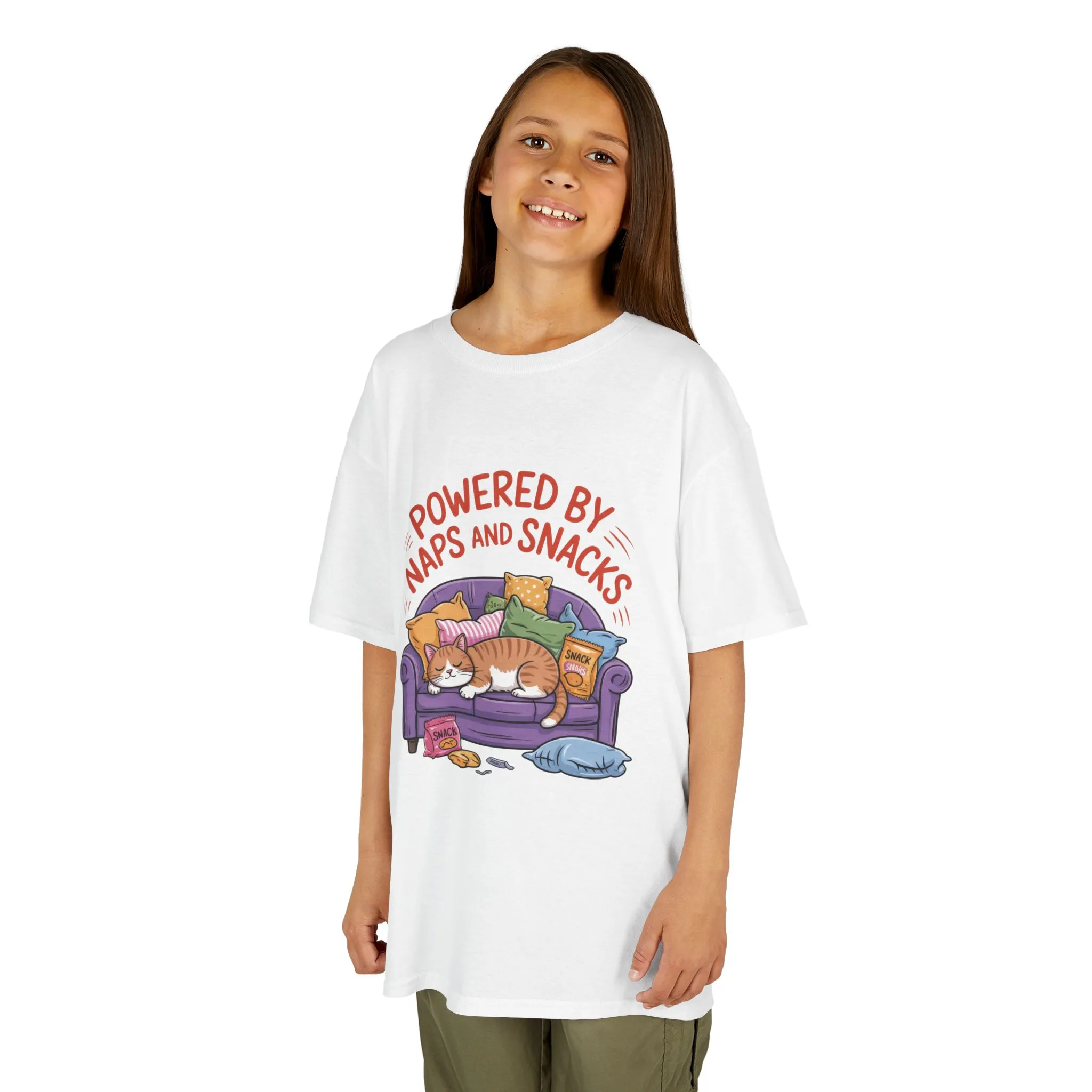 Kids Powered by Naps and Snacks Tee, Funny Kids T-Shirt, Cat Lover Gift, Birthday Present, Cute Cotton Tee, Everyday Wear - Image 4