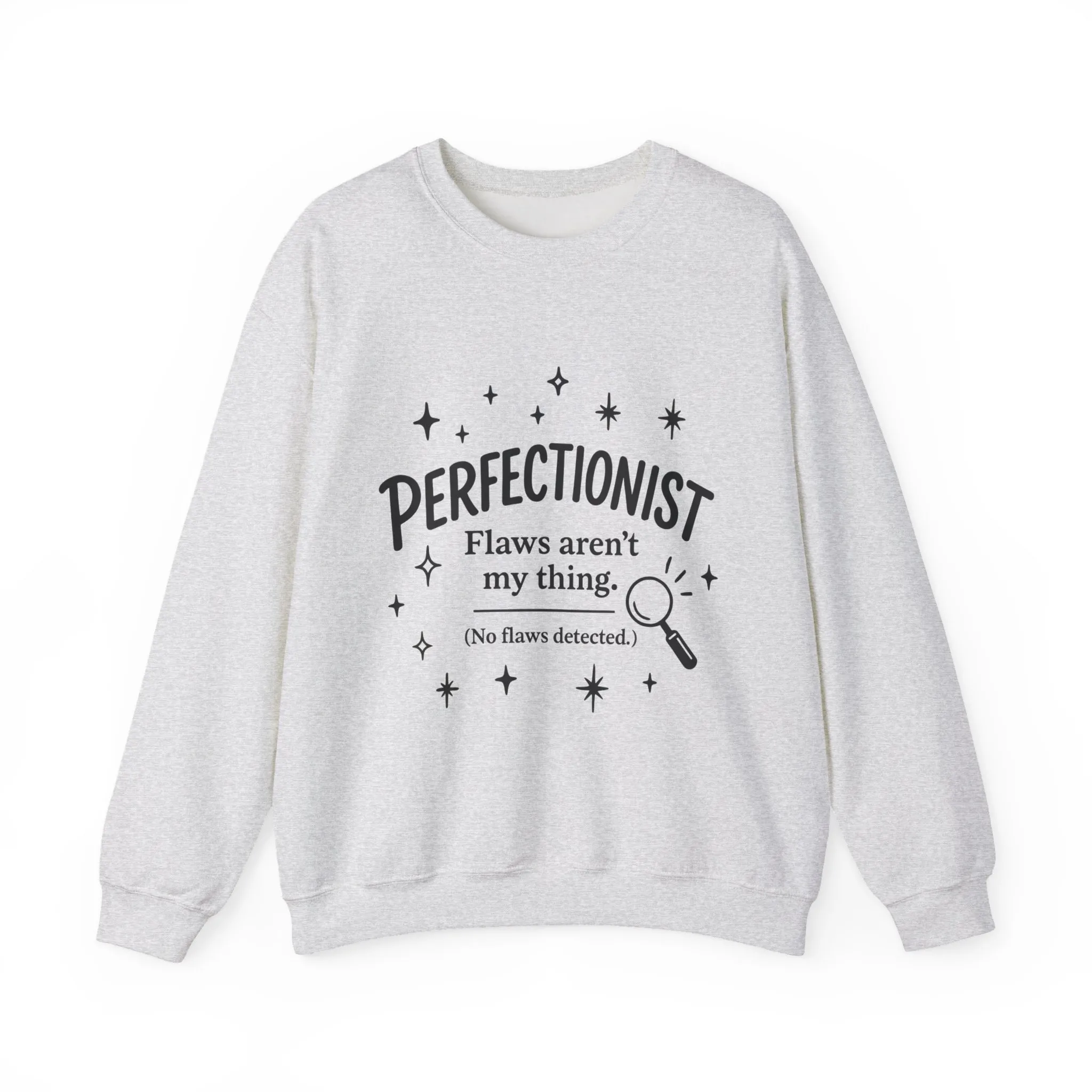 Womens Perfectionist Sweatshirt, Funny Clean Design with Stars, No Flaws Detected Quote Pullover, Minimalist Cozy Gift for Her - Image 7