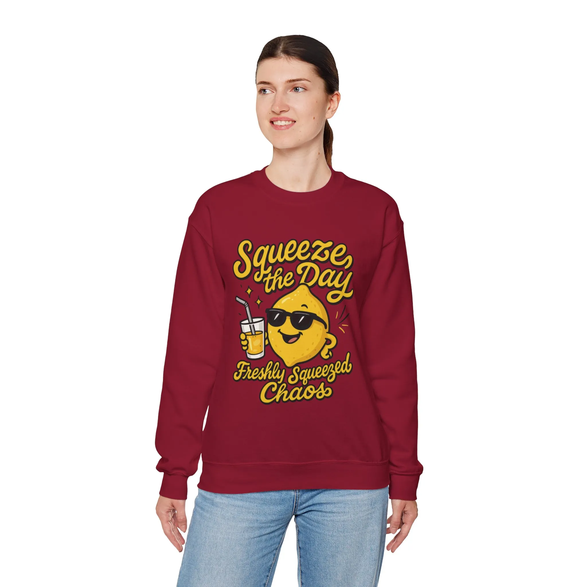 Funny Lemon Womens Sweatshirt - Squeeze The Day Freshly Squeezed Chaos Cozy Pullover - Citrus Positive Crewneck Sweatshirt, Cheerful Fashion - Image 36