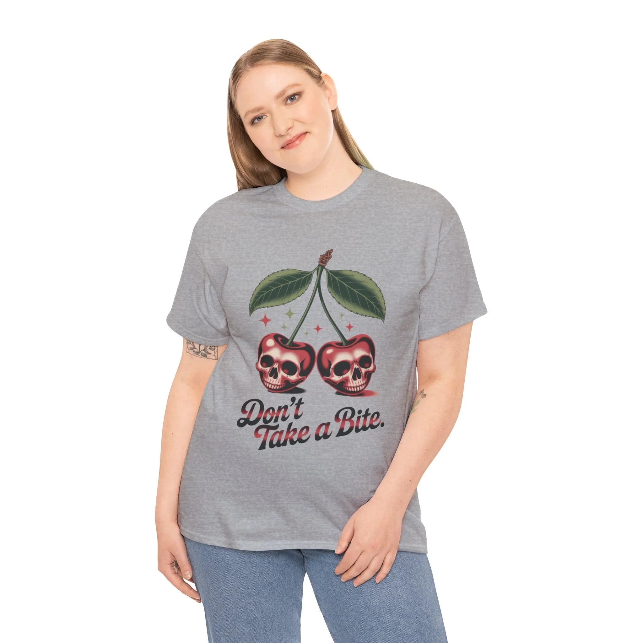 Skull Cherry Womens Graphic Tee, Edgy Tee, Unique Gift, Halloween Apparel, Cute Gothic Fruit Graphic Tee for Women, Funny Dark Style Shirt - Image 9