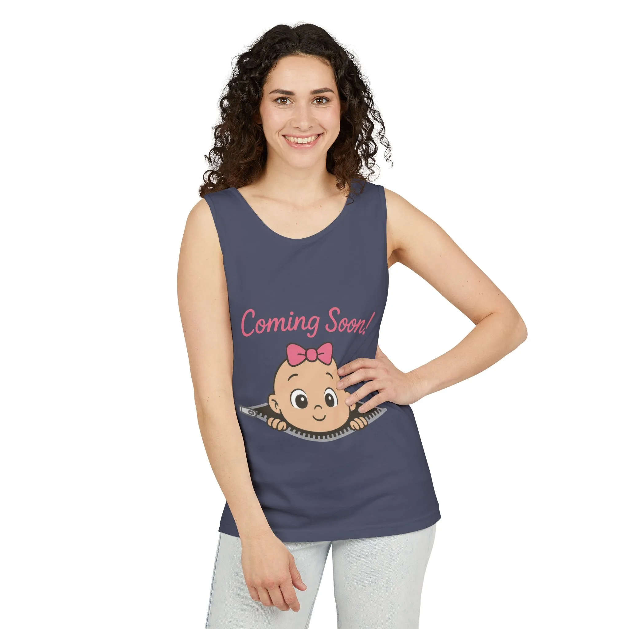 Coming Soon Maternity Tank Top, Cute Baby Girl Pregnancy Announcement Shirt, Expecting Mom Gift, Gender Reveal Tee, Baby Shower Gift - Image 14