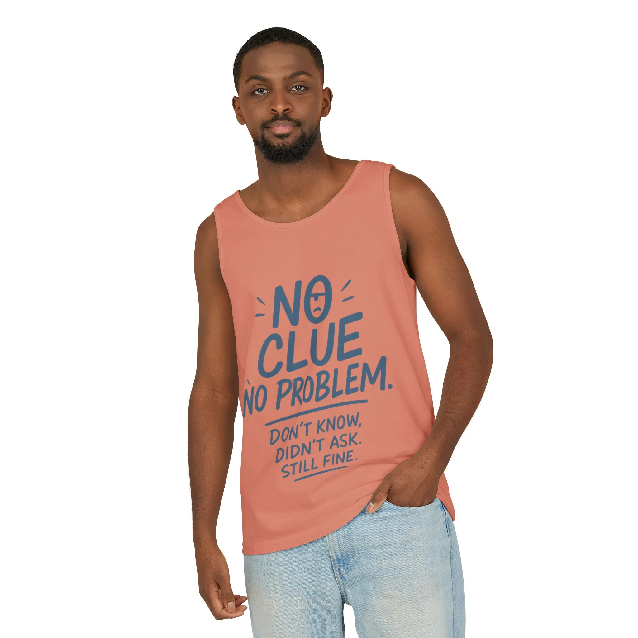 Funny No Clue Mens Tank Top, No Problem Quote, Dont Know Didnt Ask Slogan Tee, Workout Sleeveless Gym Shirt, Relaxed Fit Gift for Him - Image 5