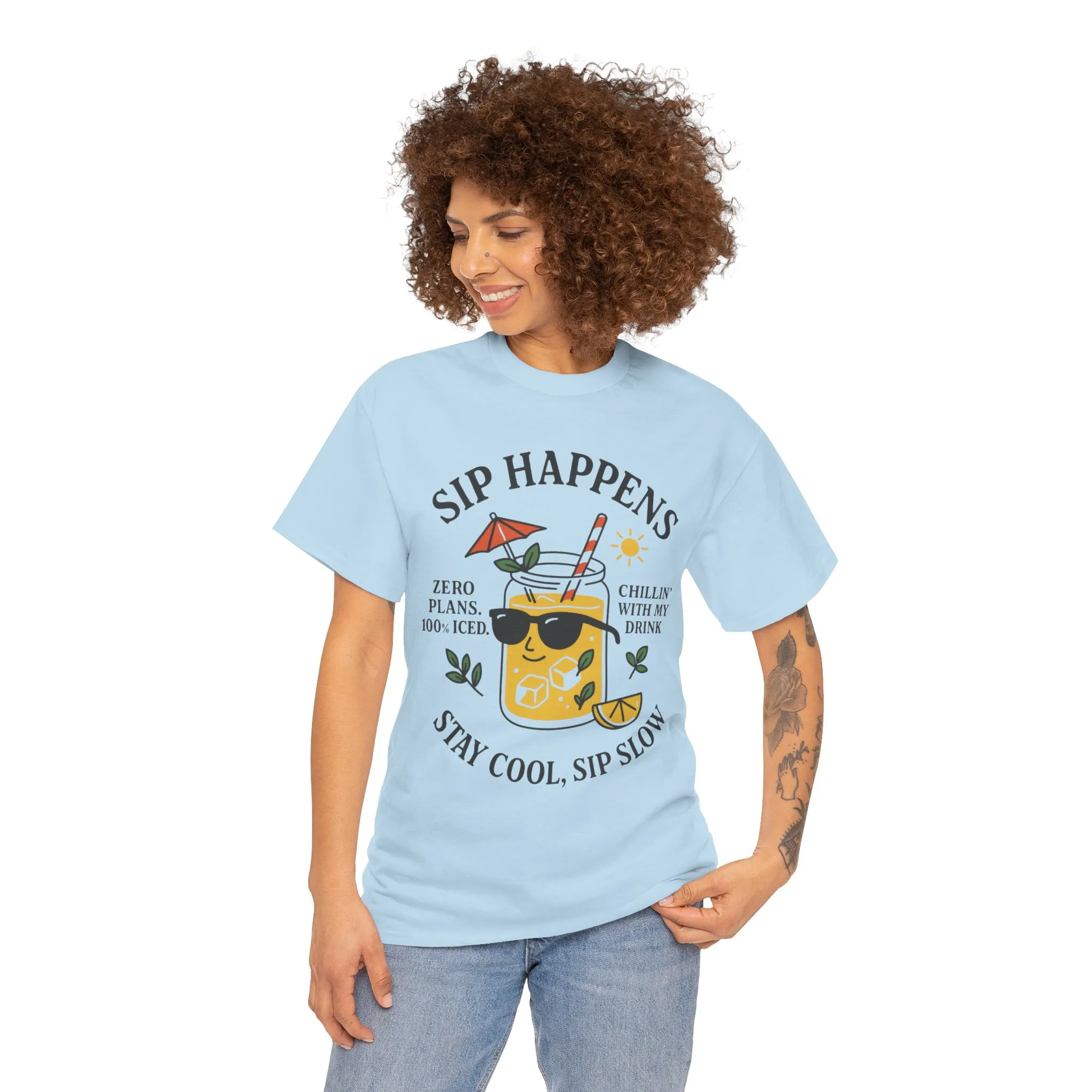 Sip Happens Womens T-Shirt, Funny Summer Drink Graphic Tee, Stay Cool Sip Slow Lemonade Shirt, , Beach Wear, BBQ Parties, Chill Summer Vibes - Image 14