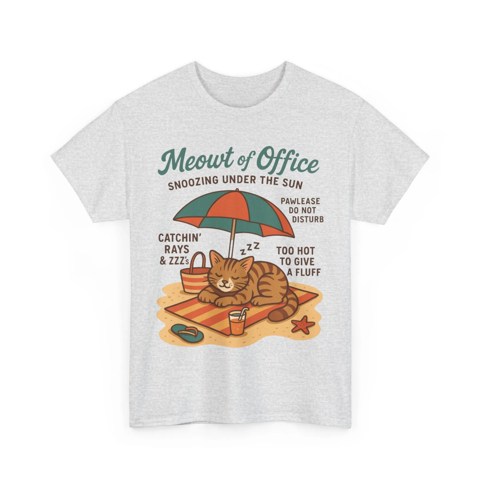 Cat Shirt, Cute Beach Cat Womens T-Shirt, Funny Summer Vacation Tee, Lazy Cat Humor Gift, Cat Lover T-Shirt, Vacation Humor Tee - Image 7