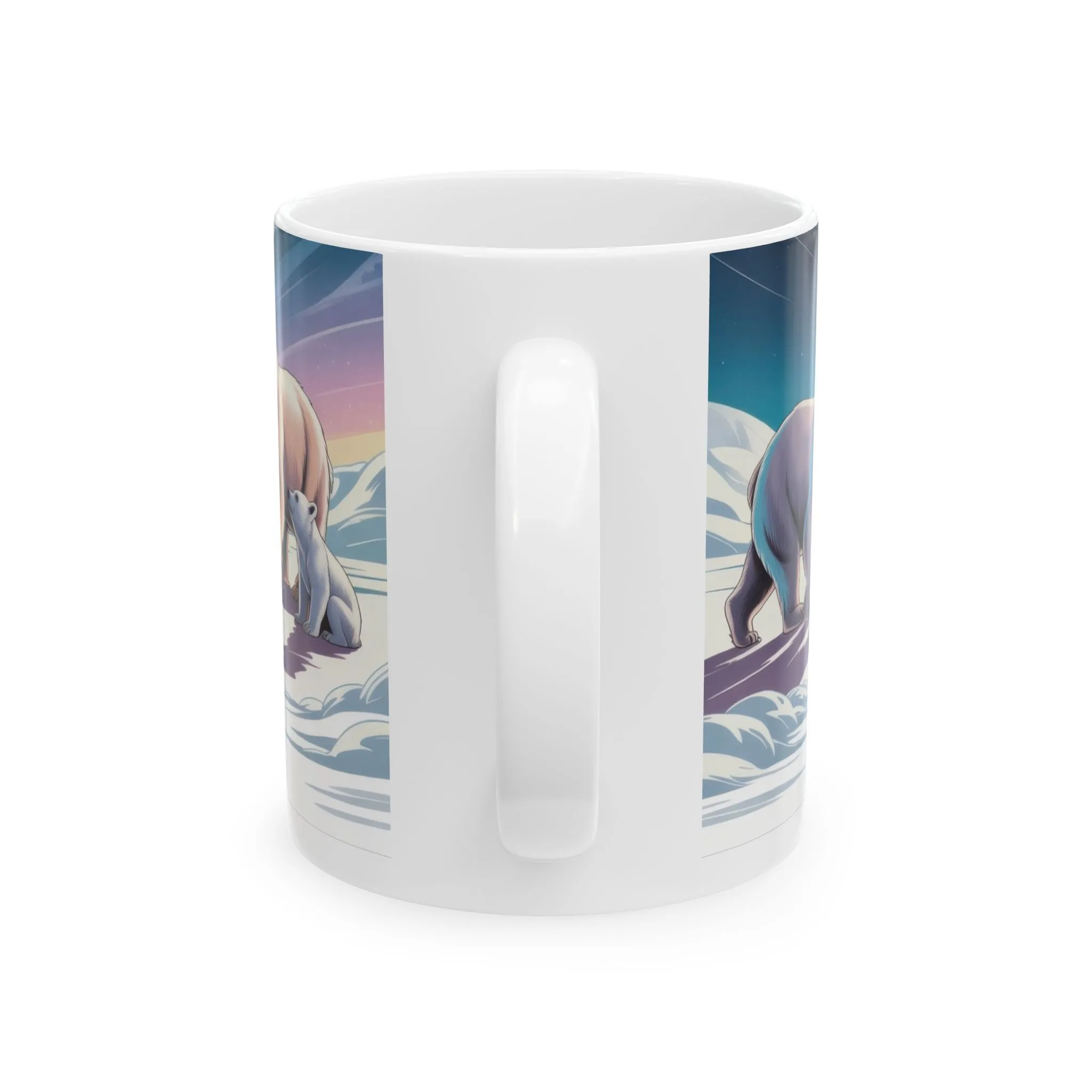 Northern Serenity Polar Bear Mug, Arctic Aurora Coffee Cup, Winter Wildlife Gift, Cute Animal Nature Lover Mug, Holiday Present - Image 3