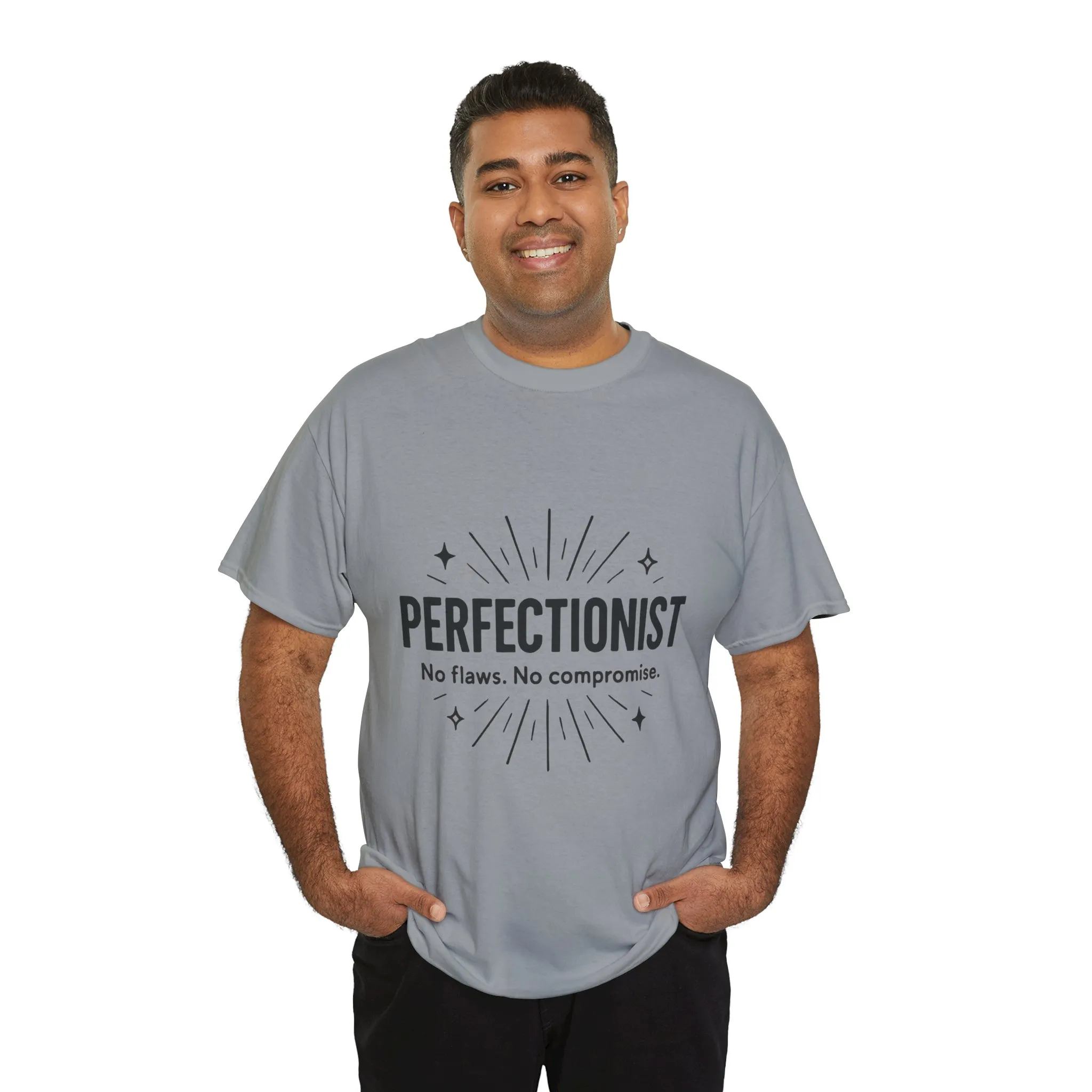 Mens Perfectionist T-Shirt, No Flaws No Compromise, Minimal Bold Graphic Tee, Gift for OCD, Clean Freak, or Detail-Oriented Men - Image 3