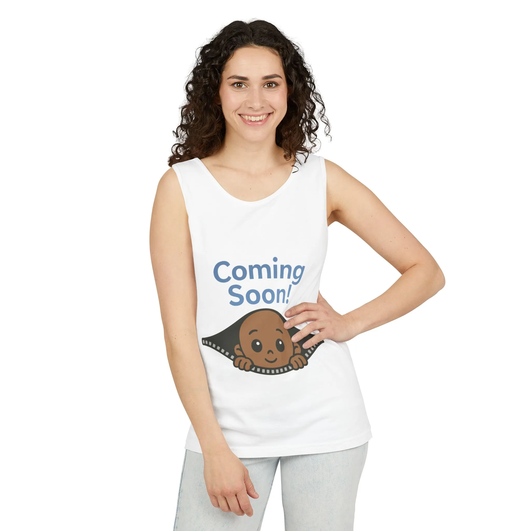 Coming Soon Maternity Tank Top, Cute Baby Boy Pregnancy Announcement Tee, Funny Expecting Mom Gift, Gender Reveal Tee, Baby Shower Top - Image 4