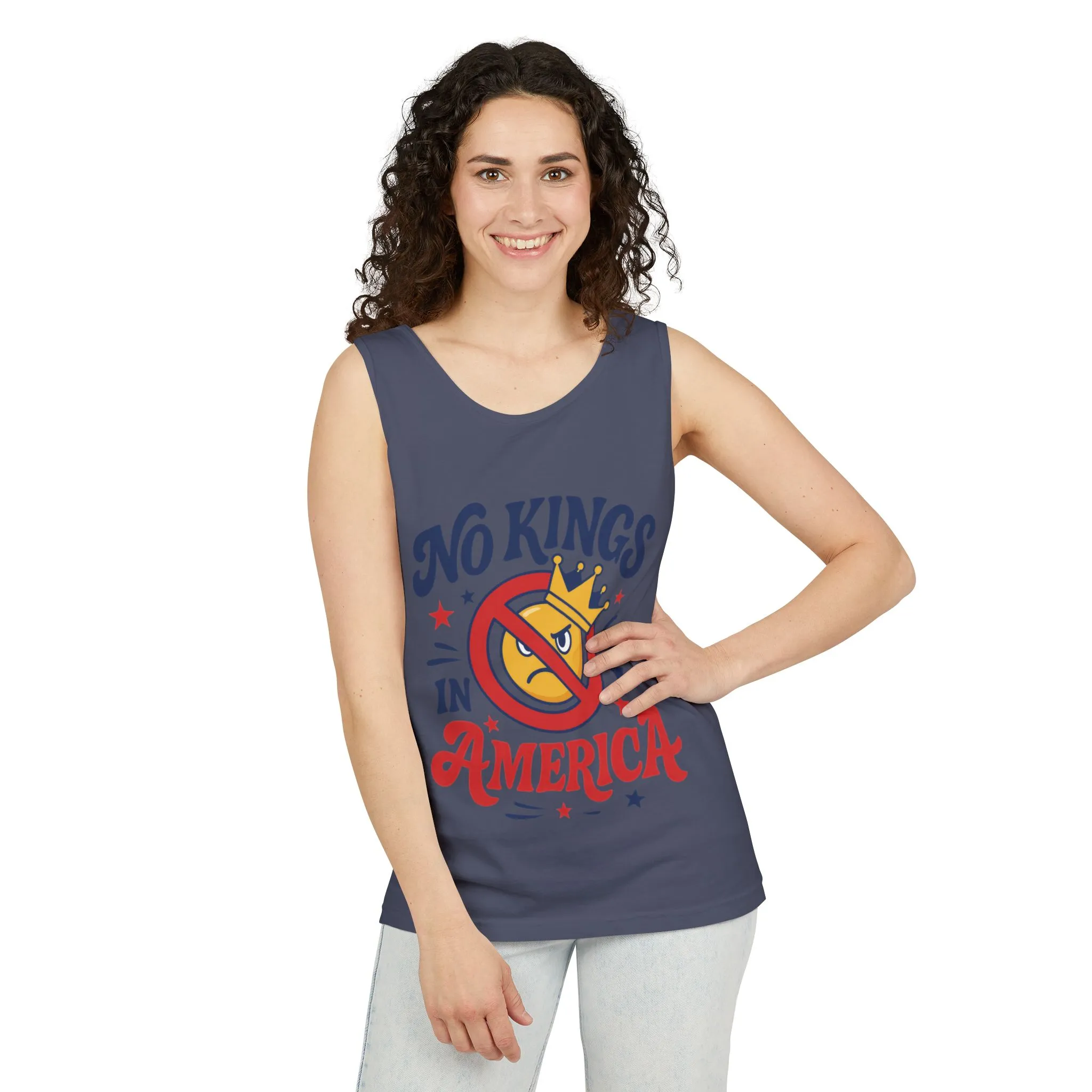 No Kings in America Tank Top - Funny Patriotic Anti Monarchy Sleeveless Shirt - USA Freedom Top, Unisex Summer Apparel, USA Independence Day - Image 26